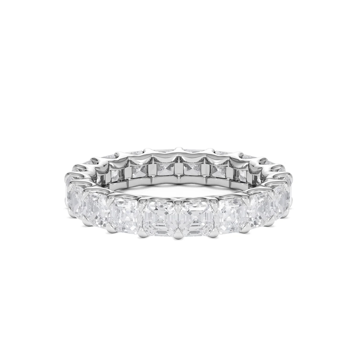 Elisa Diamond Eternity Ring Asscher Cut 3.2ct VVs Platinum Size H-I - Image 10