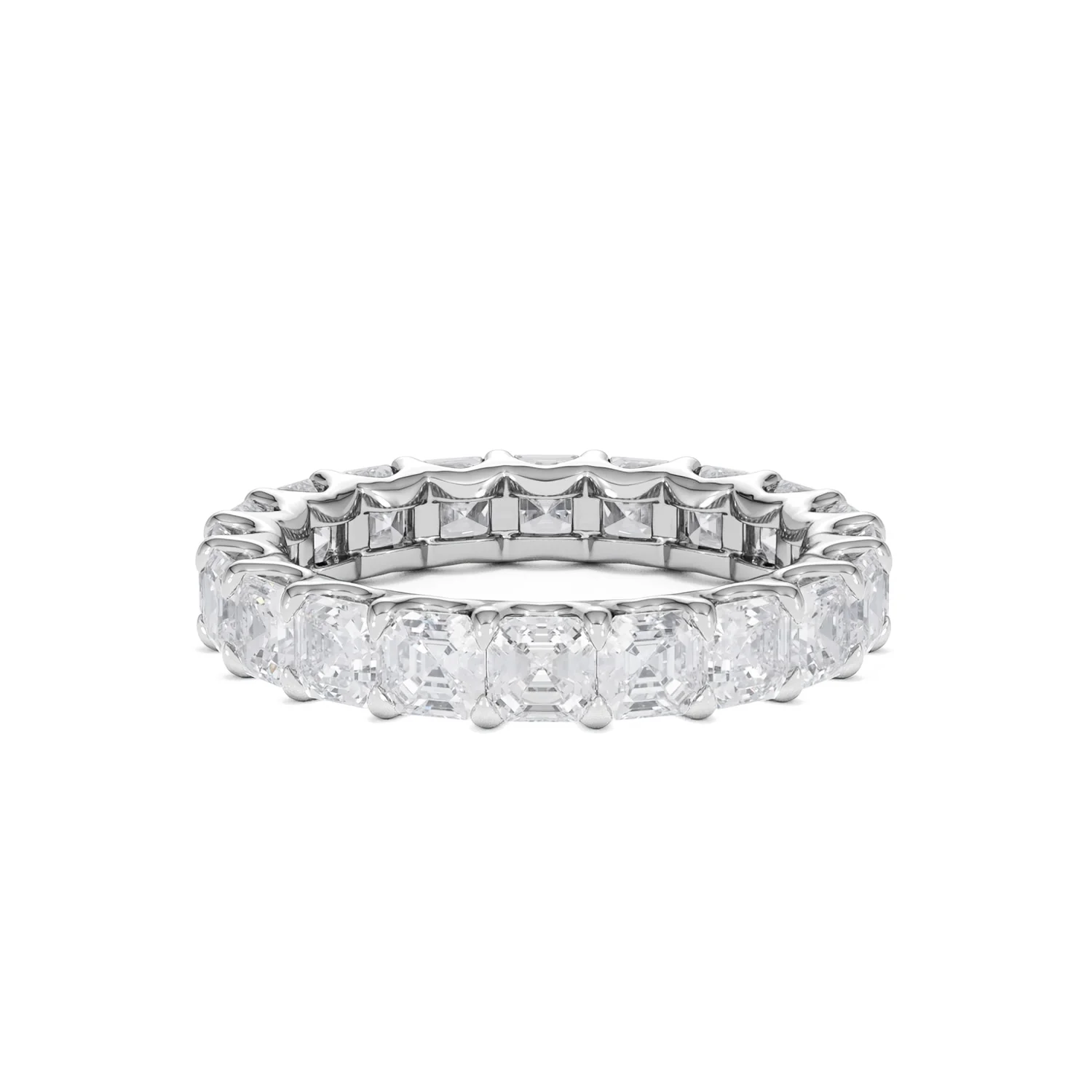 Elisa Diamond Eternity Ring Asscher Cut 3.2ct VVs Platinum Size H-I - Image 12