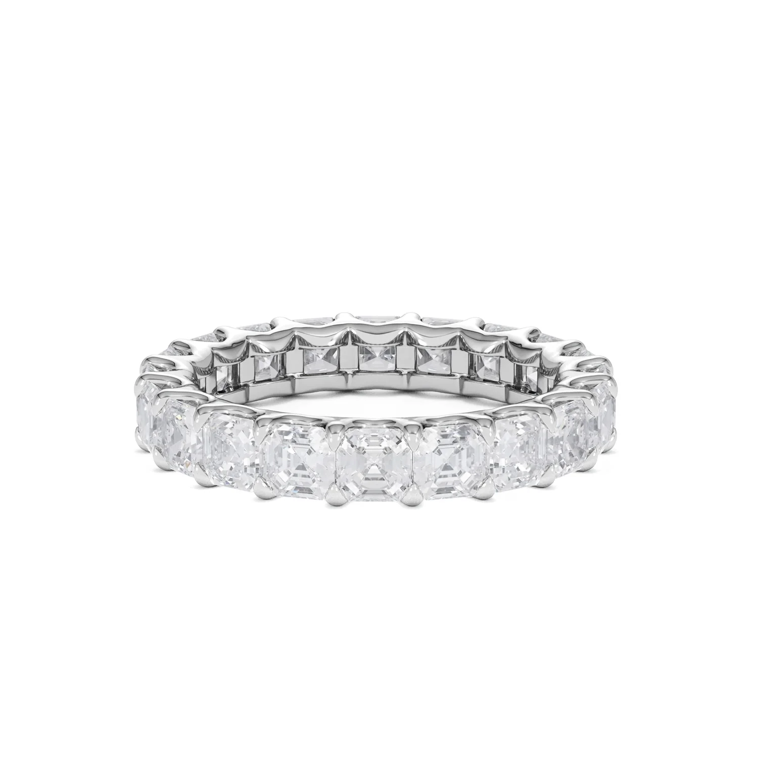 Elisa Diamond Eternity Ring Asscher Cut 3.2ct VVs Platinum Size H-I - Image 20