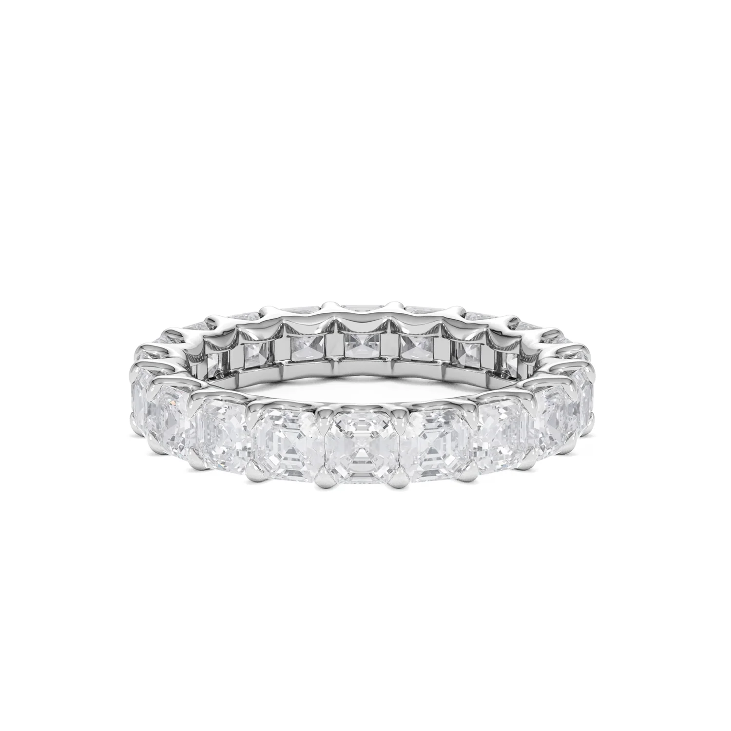 Elisa Diamond Eternity Ring Asscher Cut 3.2ct VVs Platinum Size H-I - Image 24
