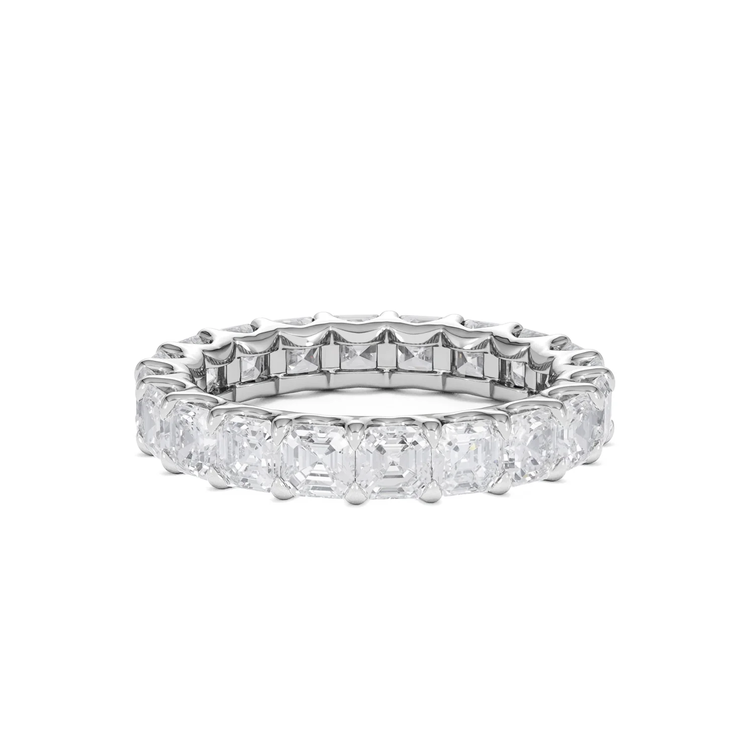 Elisa Diamond Eternity Ring Asscher Cut 3.2ct VVs Platinum Size H-I - Image 25