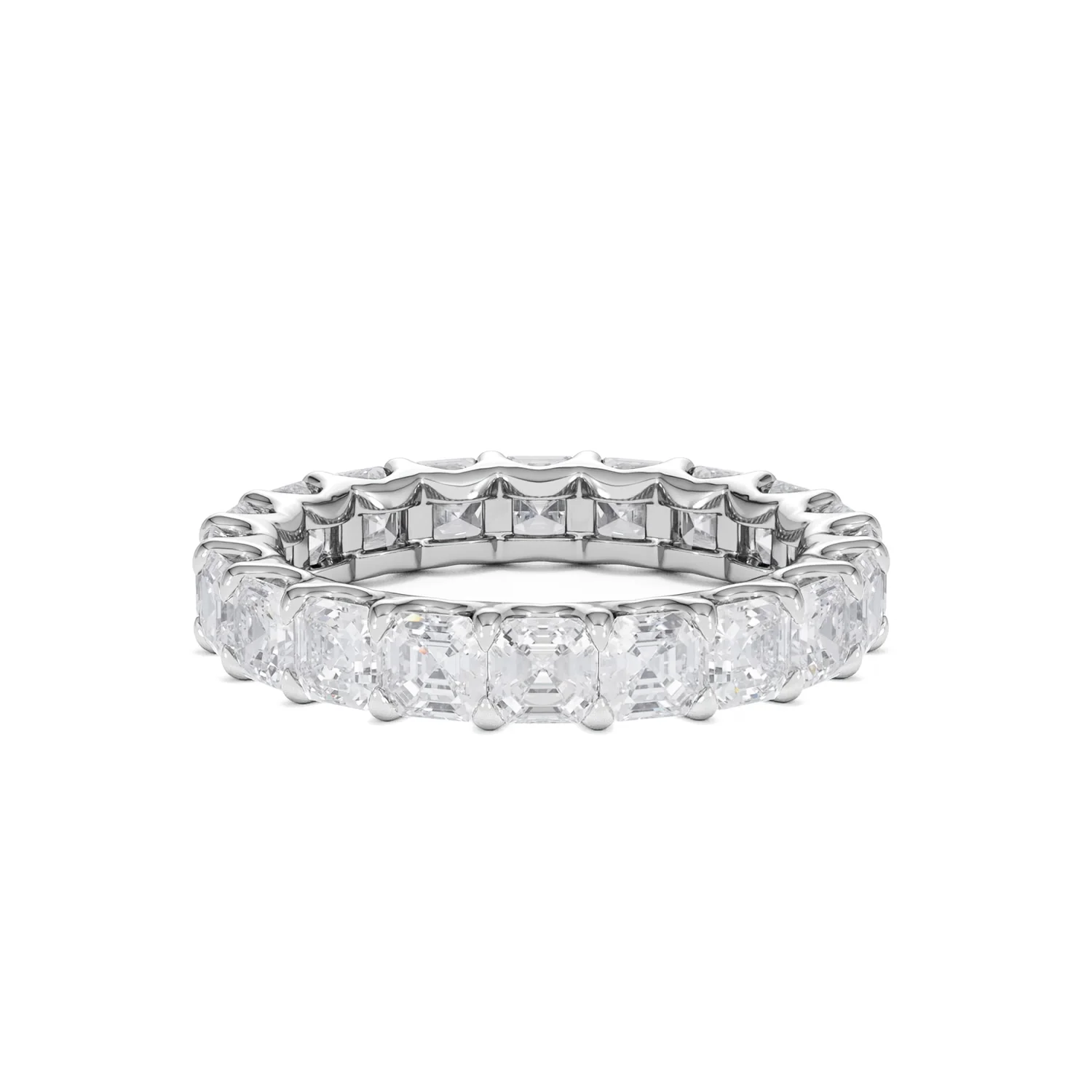Elisa Diamond Eternity Ring Asscher Cut 3.2ct VVs Platinum Size H-I - Image 28