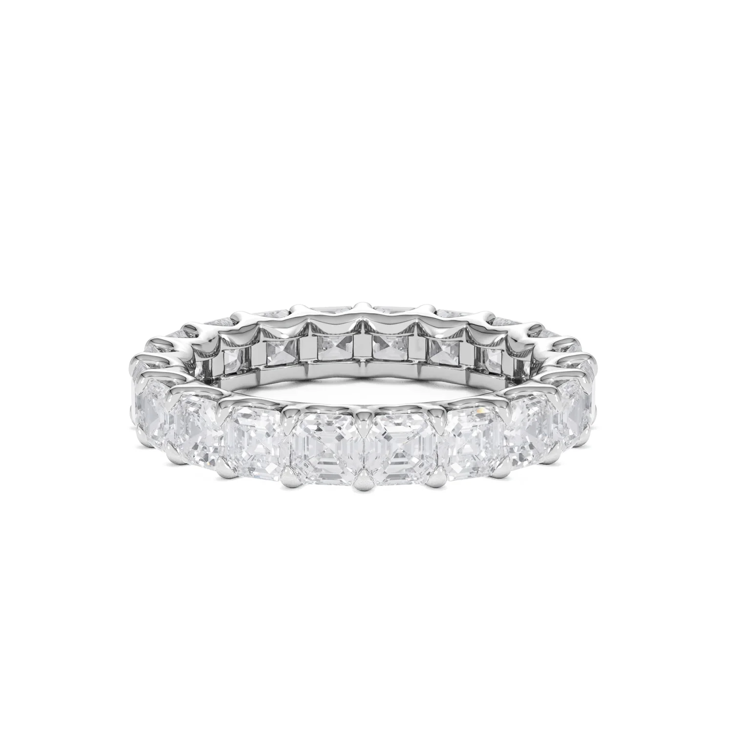 Elisa Diamond Eternity Ring Asscher Cut 3.2ct VVs Platinum Size H-I - Image 30