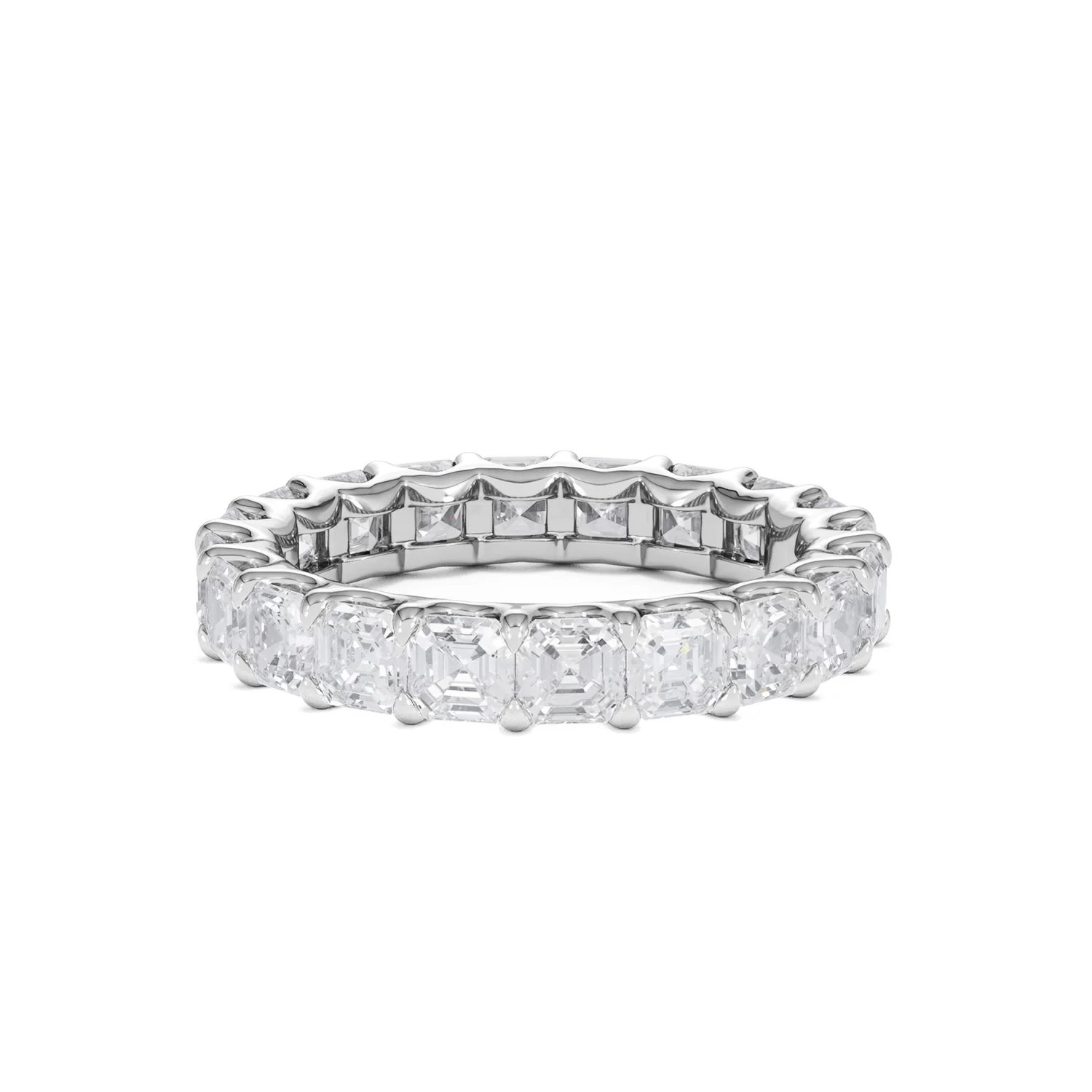 Elisa Diamond Eternity Ring Asscher Cut 3.2ct VVs Platinum Size H-I - Image 33