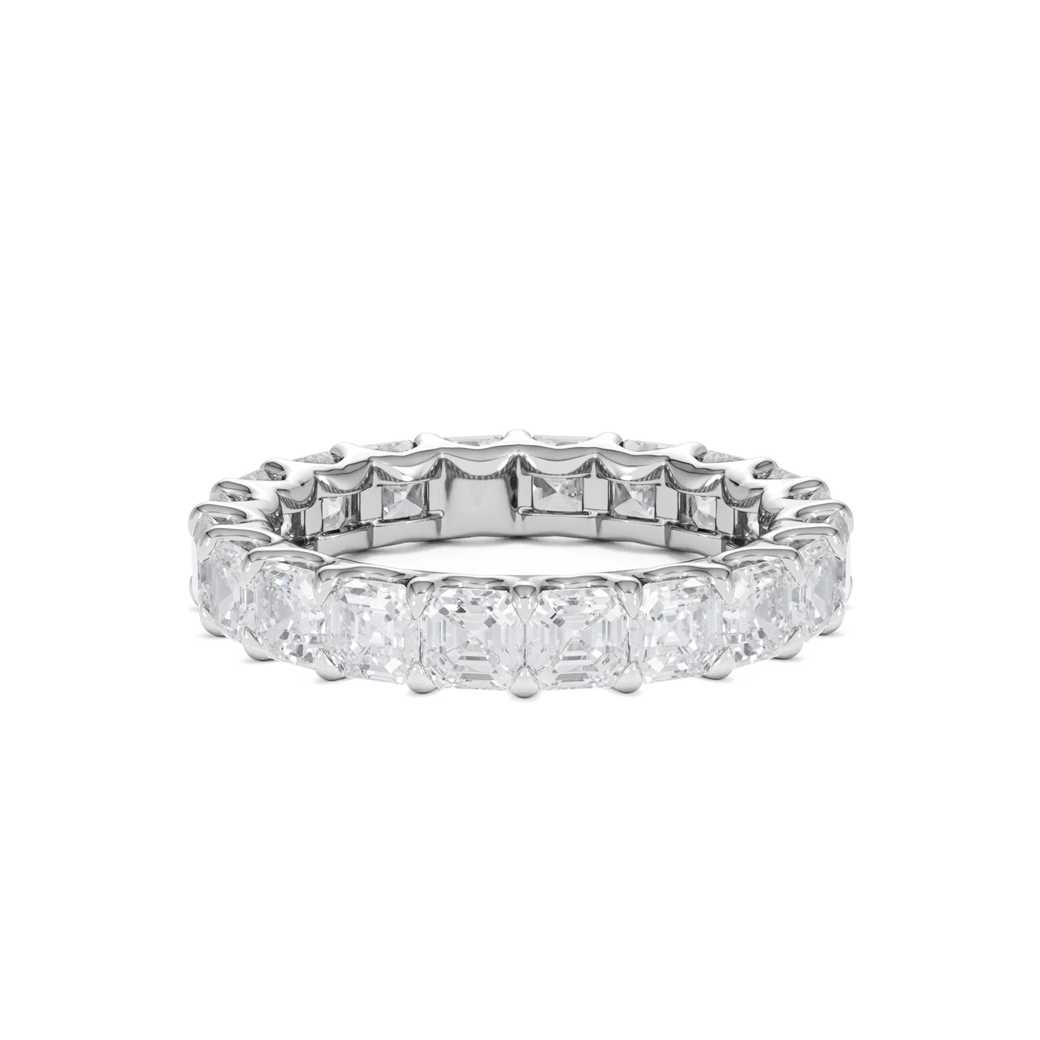 Elisa Diamond Eternity Ring Asscher Cut 3.2ct VVs Platinum Size H-I - Image 50