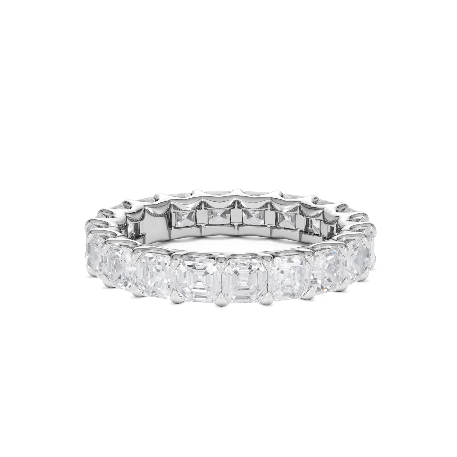 Elisa Diamond Eternity Ring Asscher Cut 3.2ct VVs Platinum Size H-I - Image 57