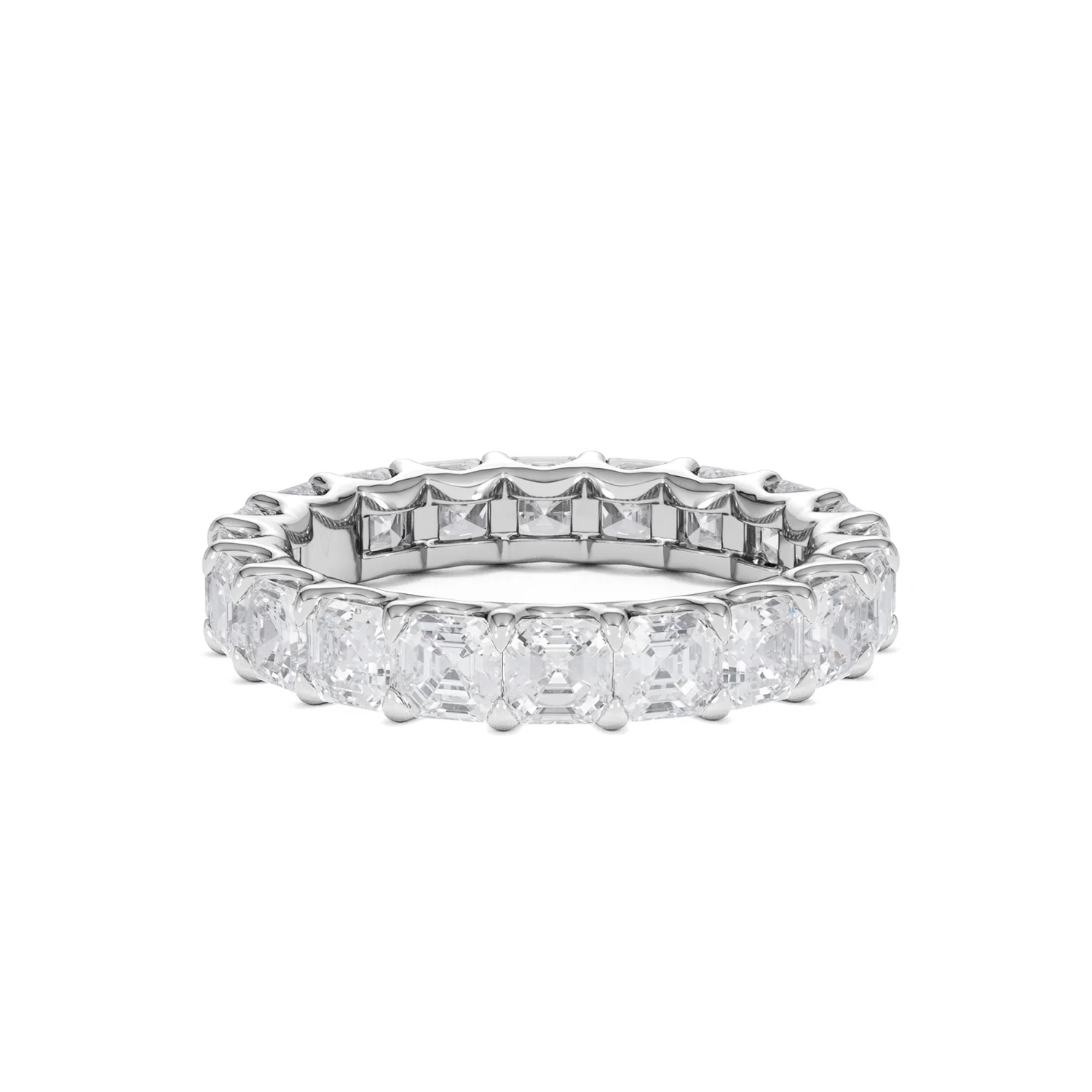 Elisa Diamond Eternity Ring Asscher Cut 3.2ct VVs Platinum Size H-I - Image 60