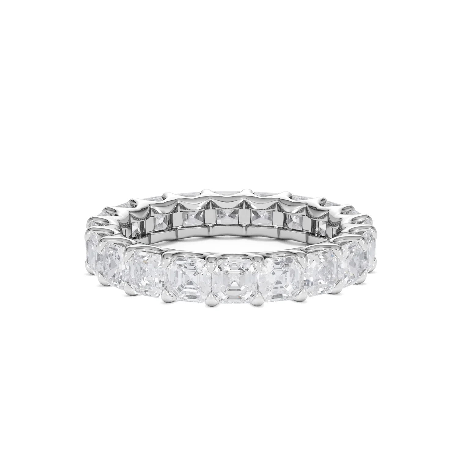 Elisa Diamond Eternity Ring Asscher Cut 3.2ct VVs Platinum Size H-I - Image 80