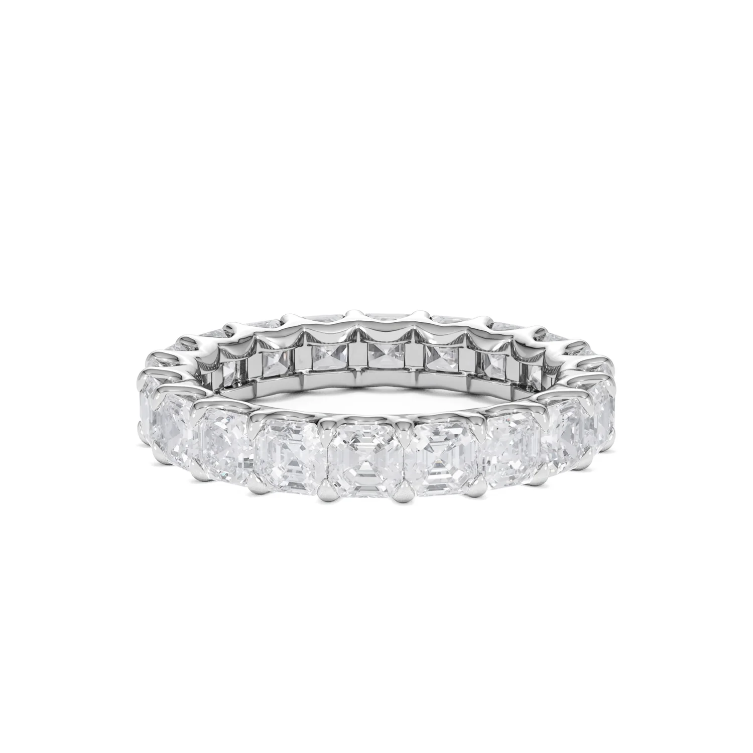 Elisa Diamond Eternity Ring Asscher Cut 3.2ct VVs Platinum Size H-I - Image 83
