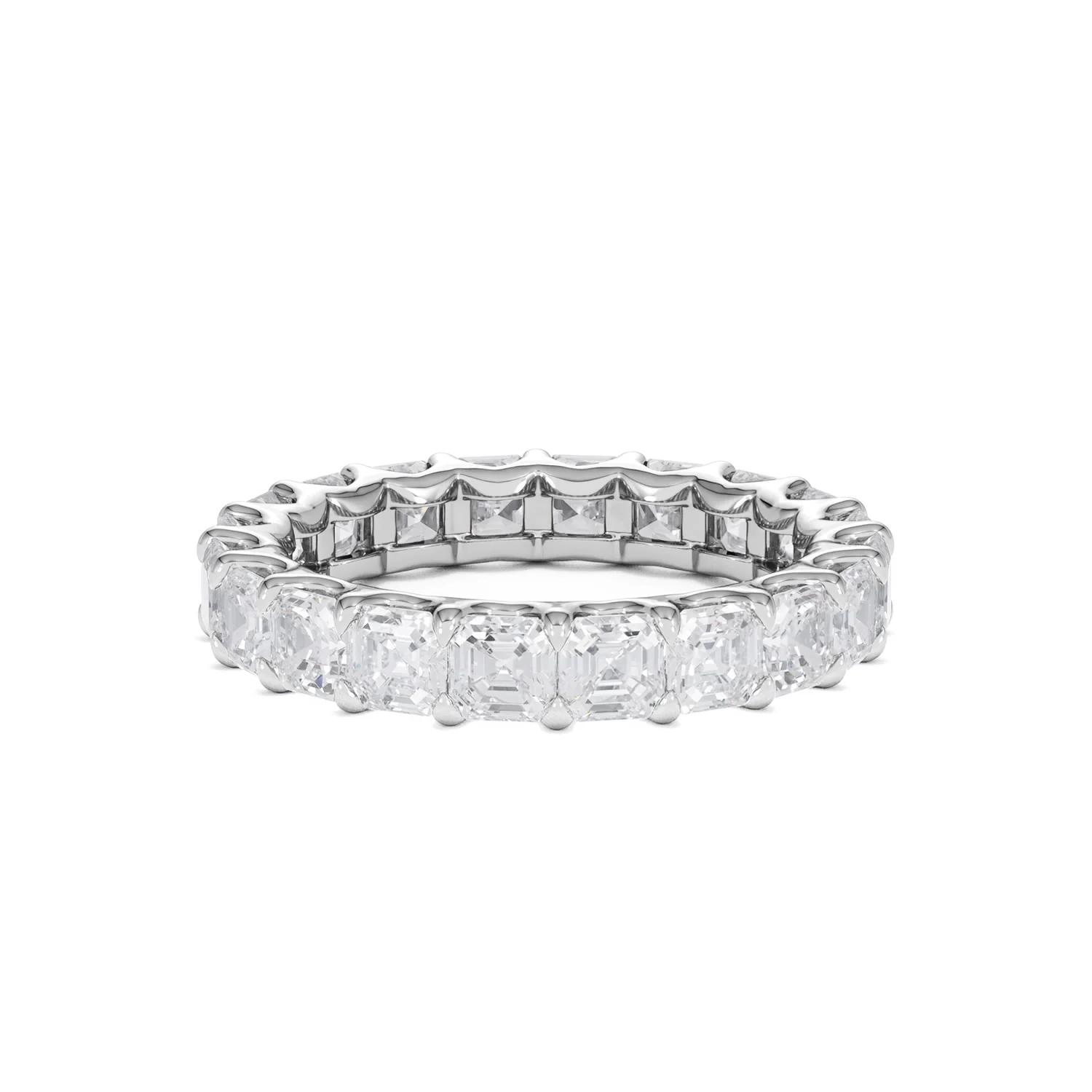 Elisa Diamond Eternity Ring Asscher Cut 3.2ct VVs Platinum Size H-I - Image 86