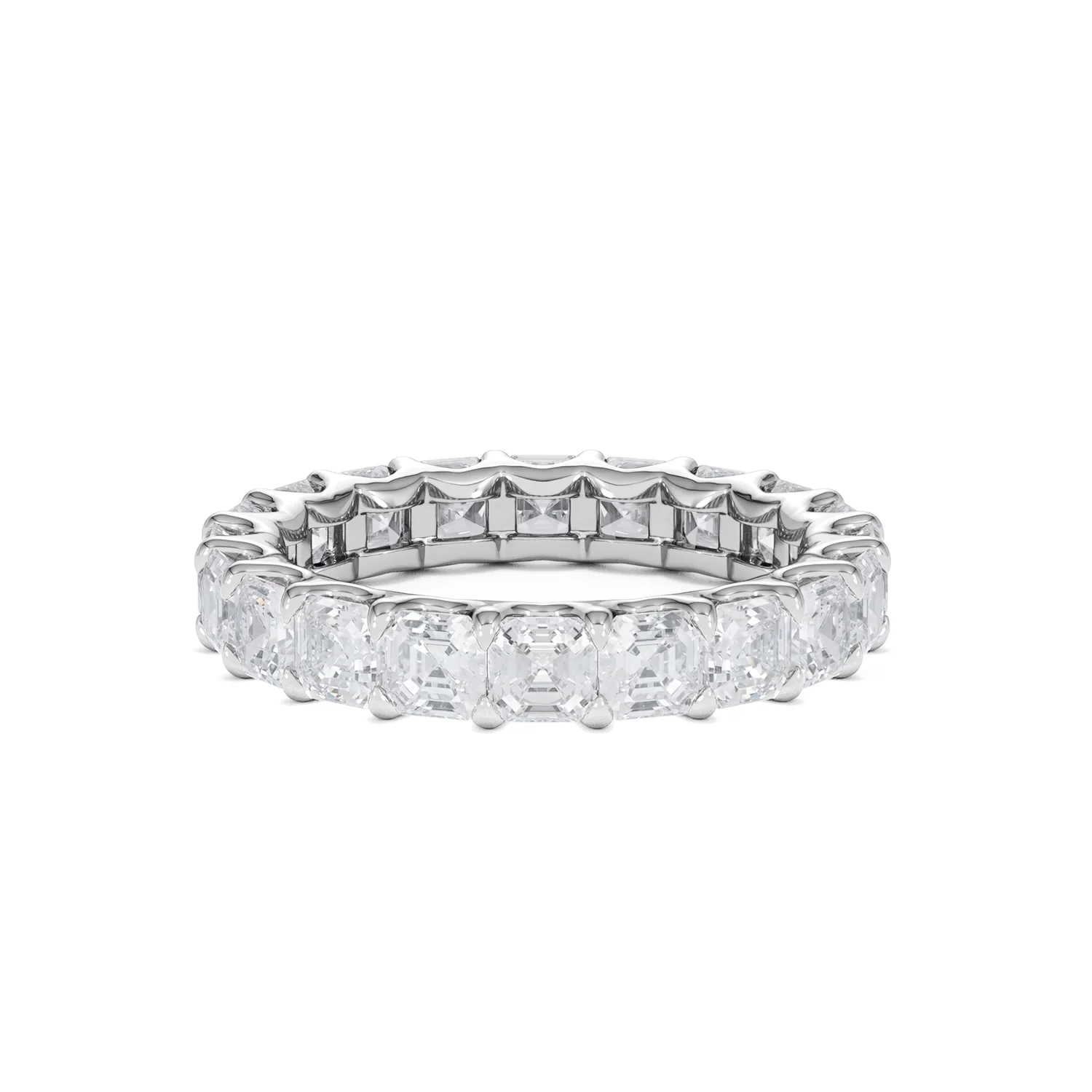 Elisa Diamond Eternity Ring Asscher Cut 4.32ct VVs Platinum Size O-W - Image 16