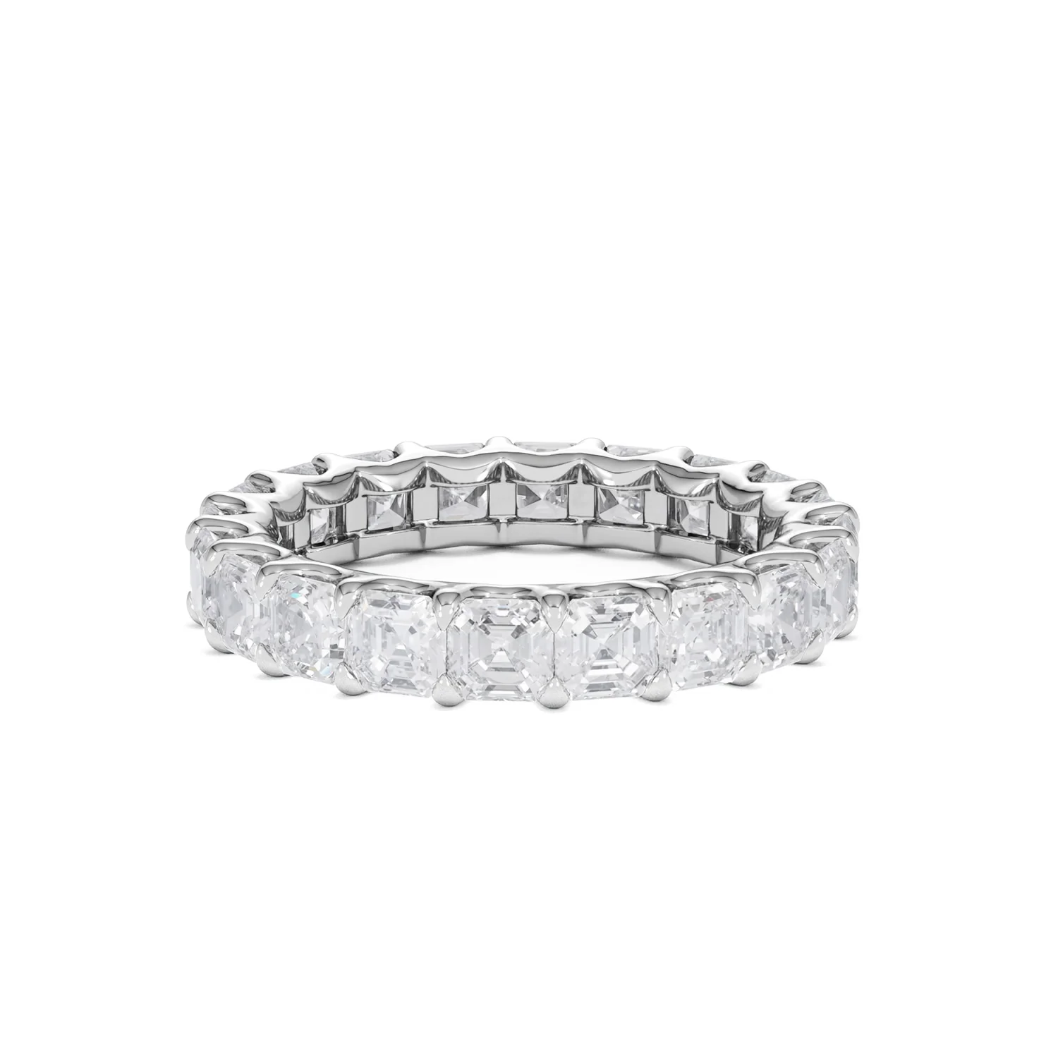 Elisa Diamond Eternity Ring Asscher Cut 4.32ct VVs Platinum Size O-W - Image 31