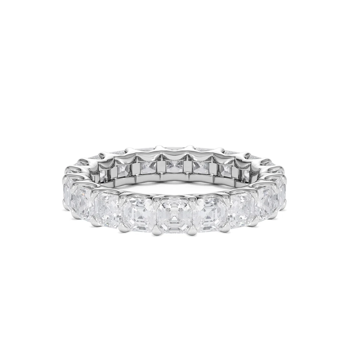 Elisa Diamond Eternity Ring Asscher Cut 4.32ct VVs Platinum Size O-W - Image 32