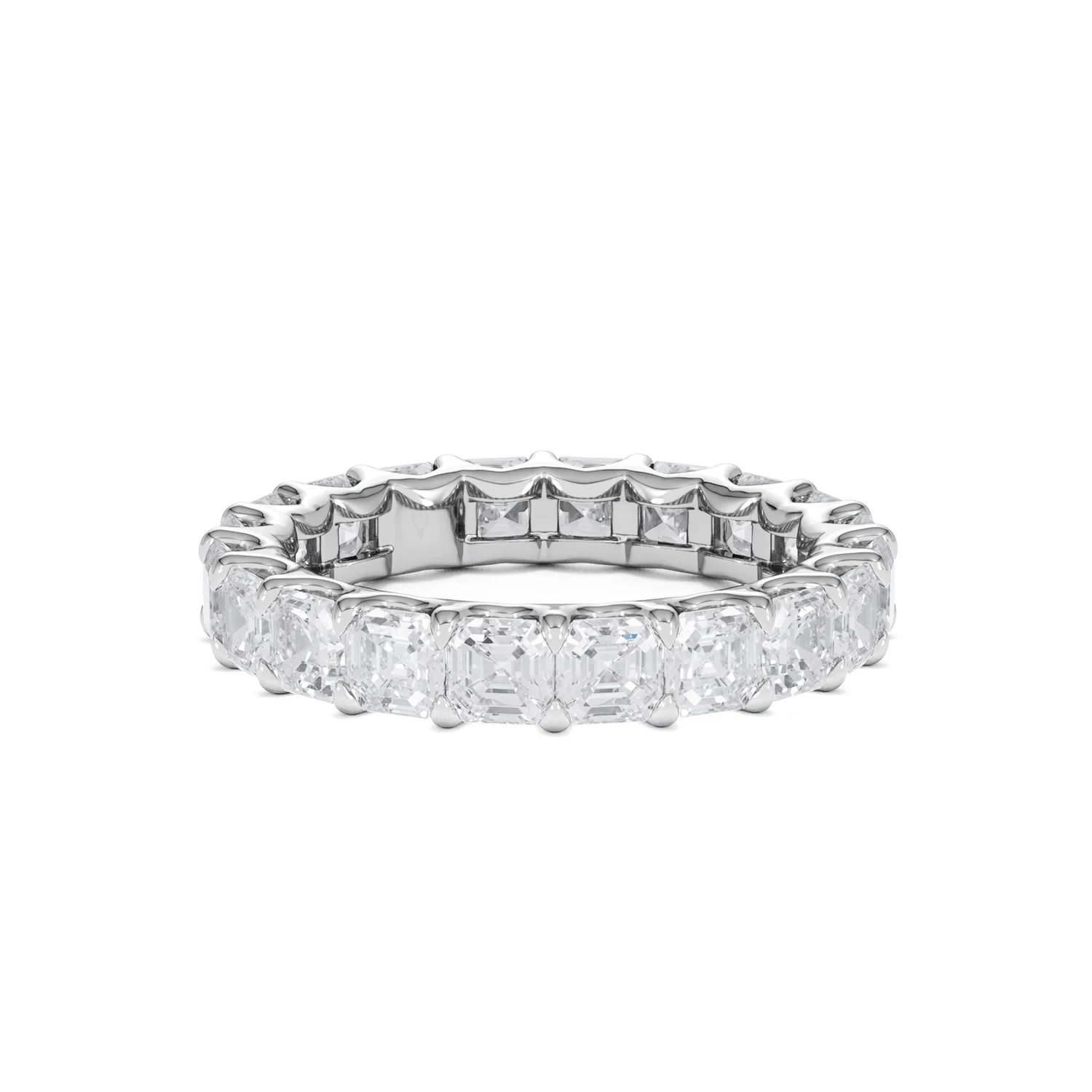 Elisa Diamond Eternity Ring Asscher Cut 4.32ct VVs Platinum Size O-W - Image 54
