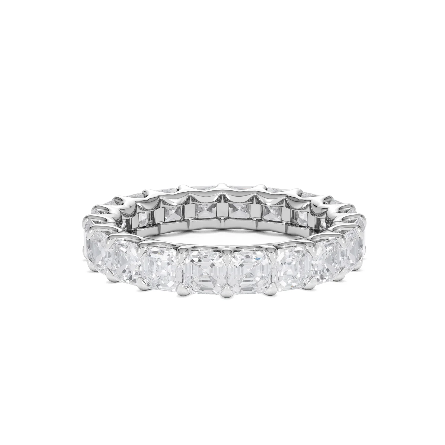 Elisa Diamond Eternity Ring Asscher Cut 4.32ct VVs Platinum Size O-W - Image 70