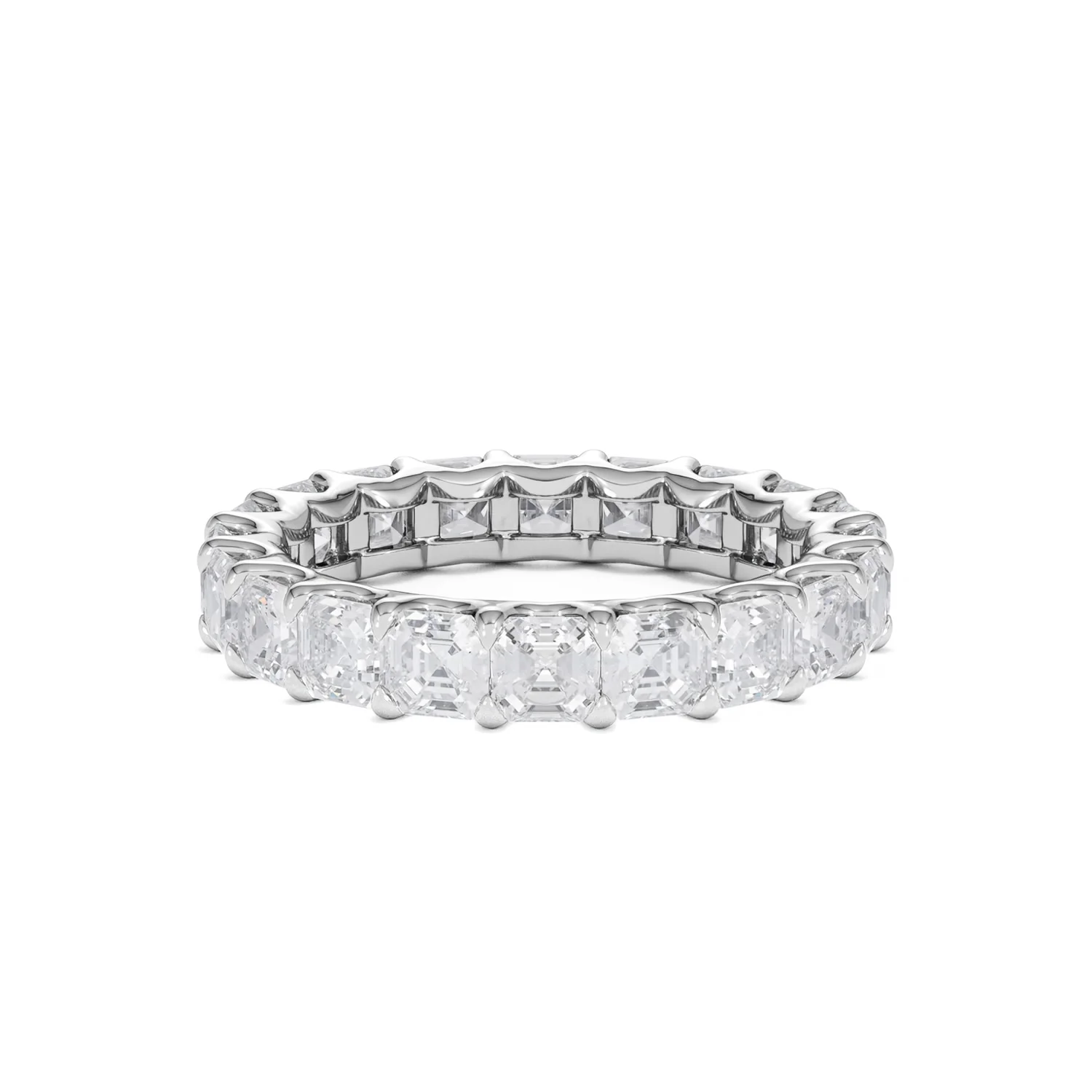 Elisa Diamond Eternity Ring Asscher Cut 4.32ct VVs Platinum Size O-W - Image 8