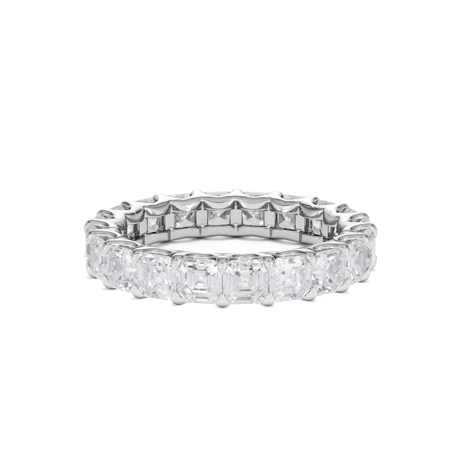 Elisa Diamond Eternity Ring Asscher Cut 4.32ct VVs Platinum Size O-W - Image 85