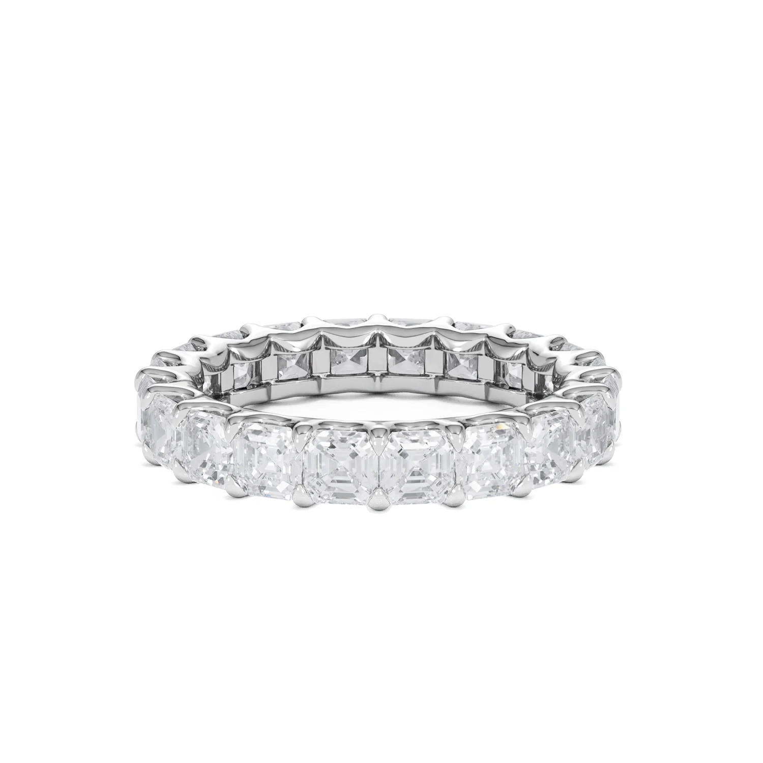 Elisa Diamond Eternity Ring Asscher Cut 4ct VVs Platinum Size J-N - Image 22
