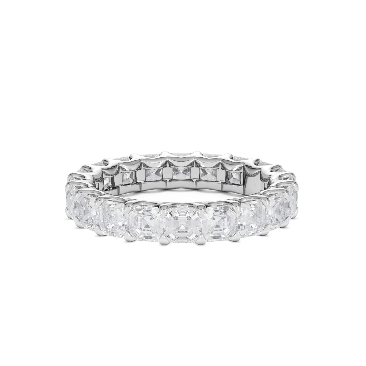 Elisa Diamond Eternity Ring Asscher Cut 4ct VVs Platinum Size J-N - Image 36