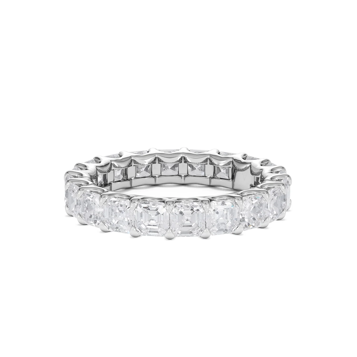 Elisa Diamond Eternity Ring Asscher Cut 4ct VVs Platinum Size J-N - Image 37
