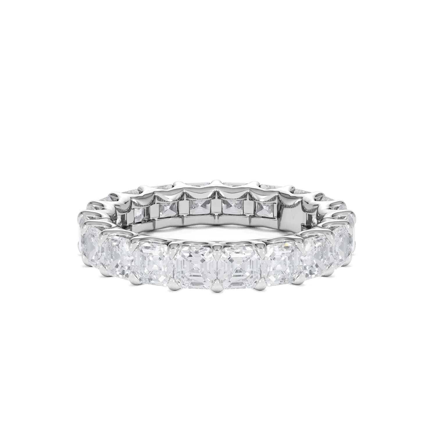 Elisa Diamond Eternity Ring Asscher Cut 4ct VVs Platinum Size J-N - Image 38