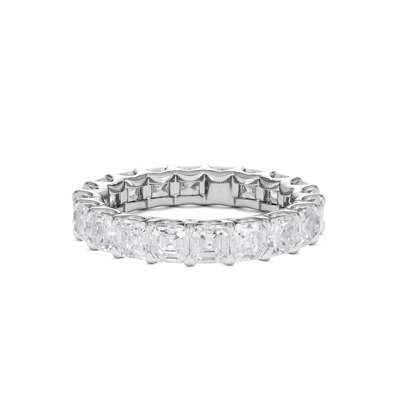 Elisa Diamond Eternity Ring Asscher Cut 4ct VVs Platinum Size J-N - Image 45