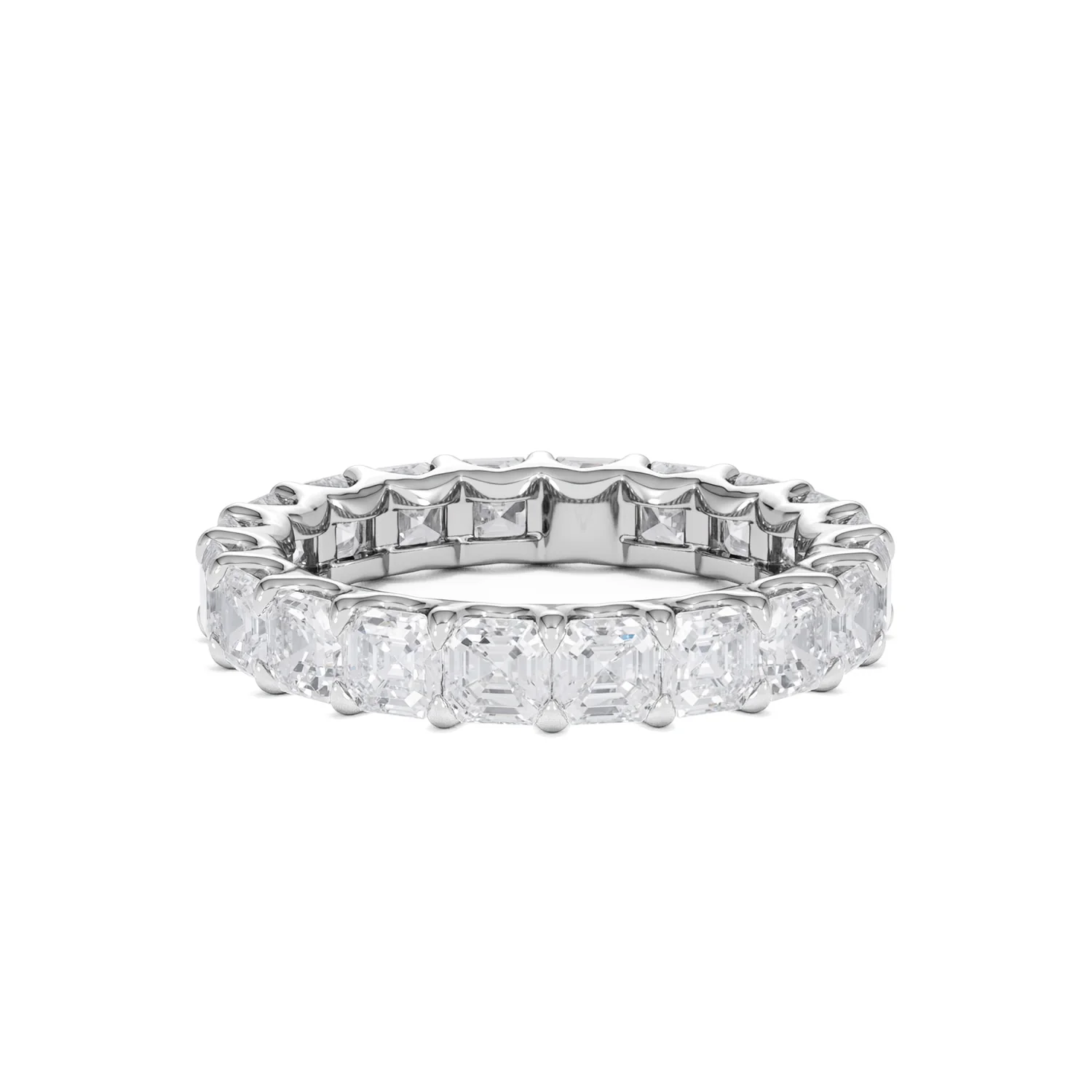 Elisa Diamond Eternity Ring Asscher Cut 4ct VVs Platinum Size J-N - Image 46