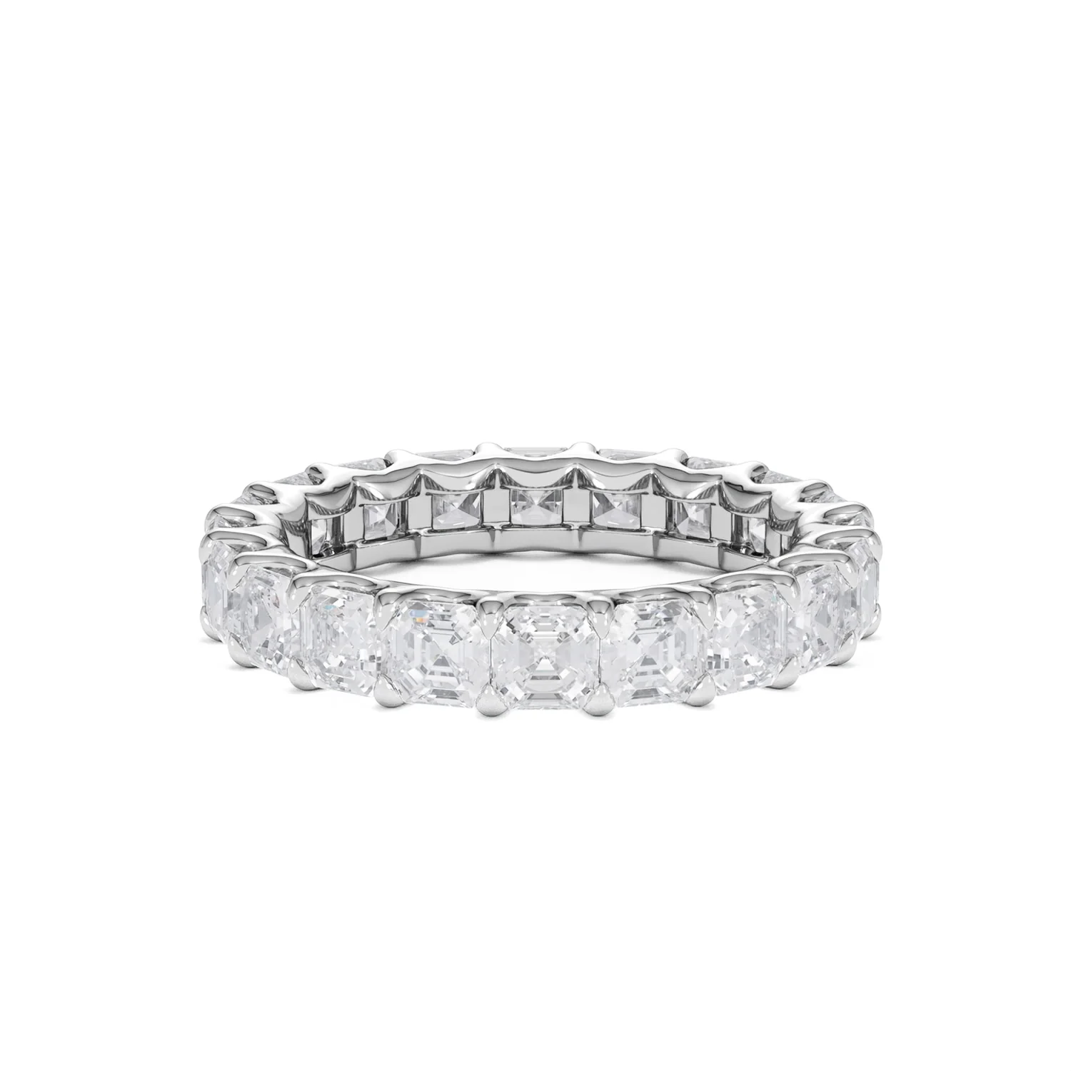 Elisa Diamond Eternity Ring Asscher Cut 4ct VVs Platinum Size J-N - Image 64