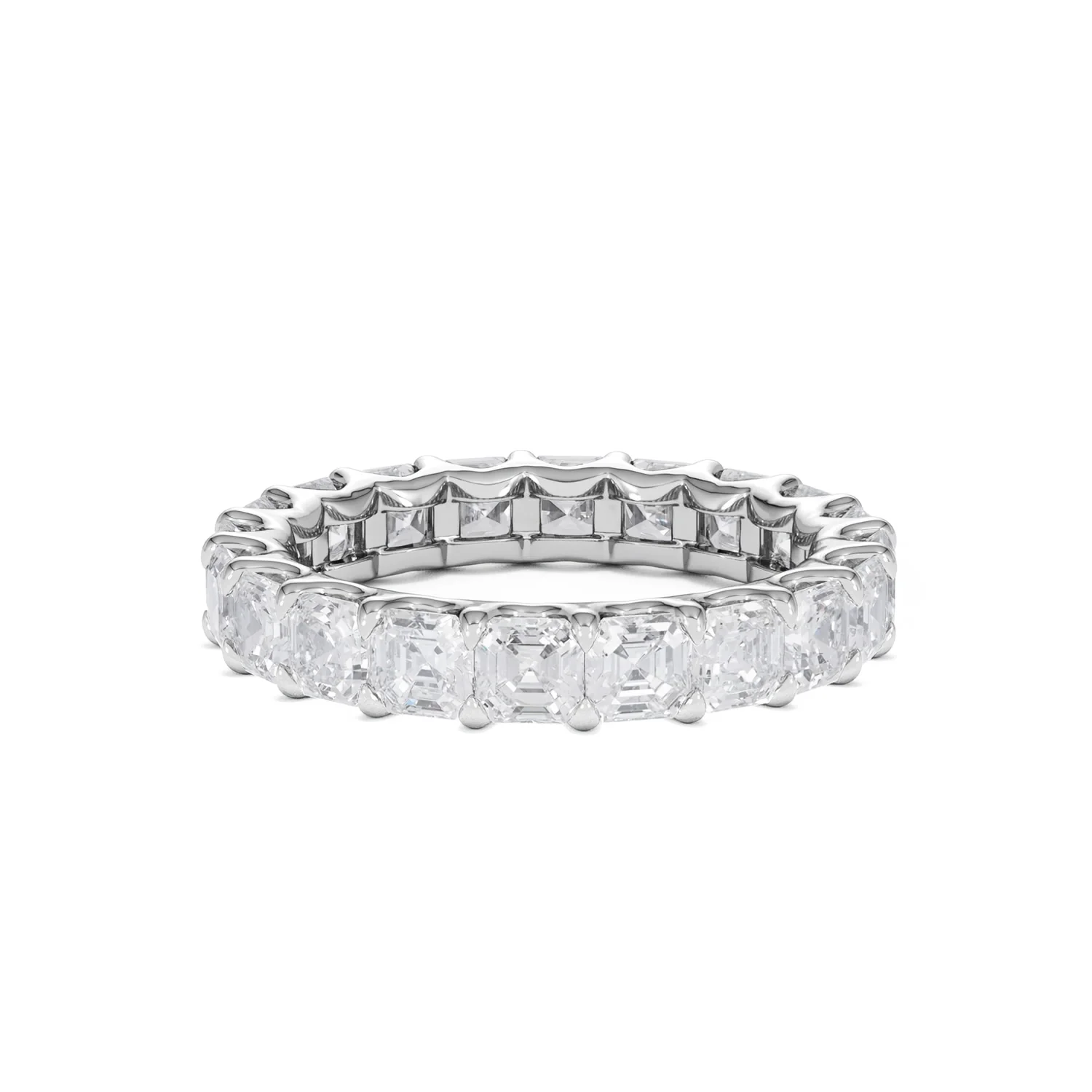Elisa Diamond Eternity Ring Asscher Cut 4ct VVs Platinum Size J-N - Image 67