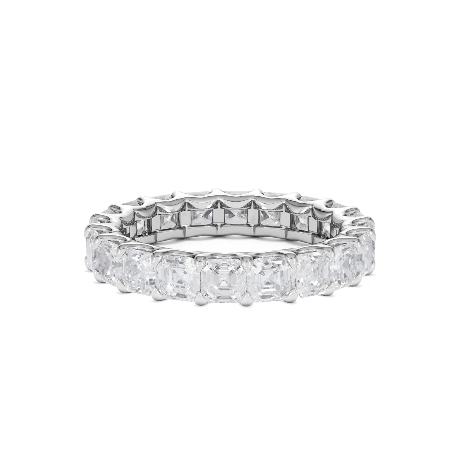 Elisa Diamond Eternity Ring Asscher Cut 4ct VVs Platinum Size J-N - Image 75