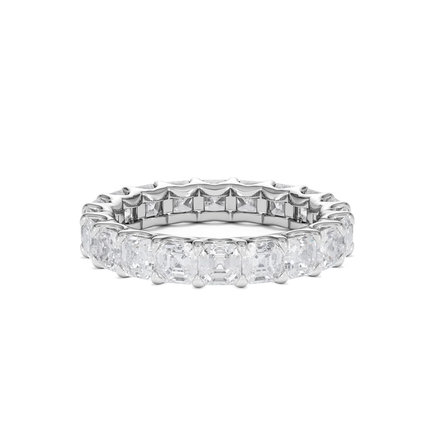 Elisa Diamond Eternity Ring Asscher Cut 4ct VVs Platinum Size J-N - Image 76