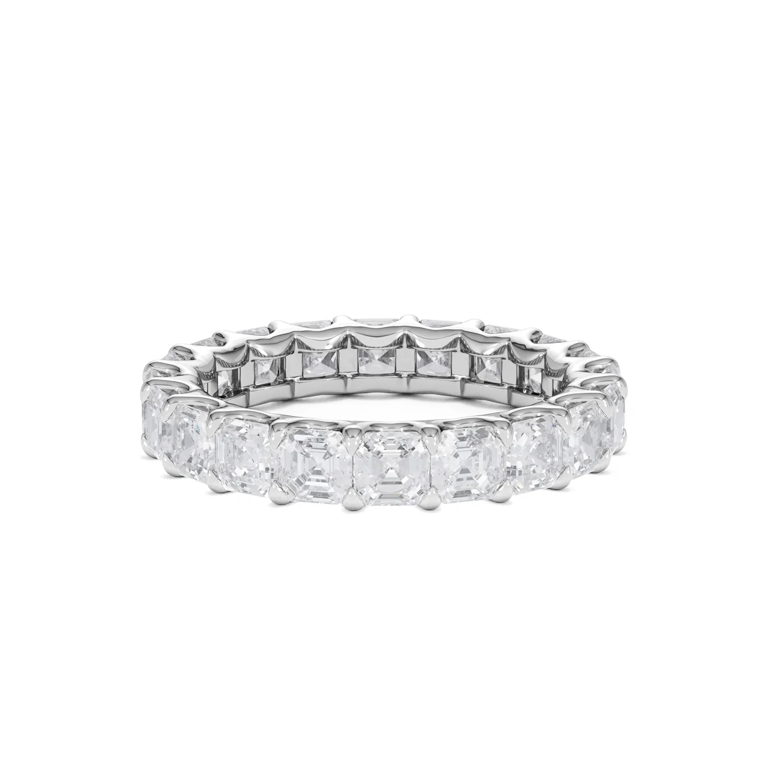 Elisa Diamond Eternity Ring Asscher Cut 4ct VVs Platinum Size J-N - Image 84