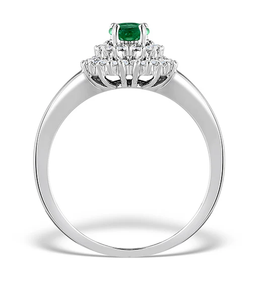 Emerald 0.45ct And Diamond 9K White Gold Ring E5798 - Image 2