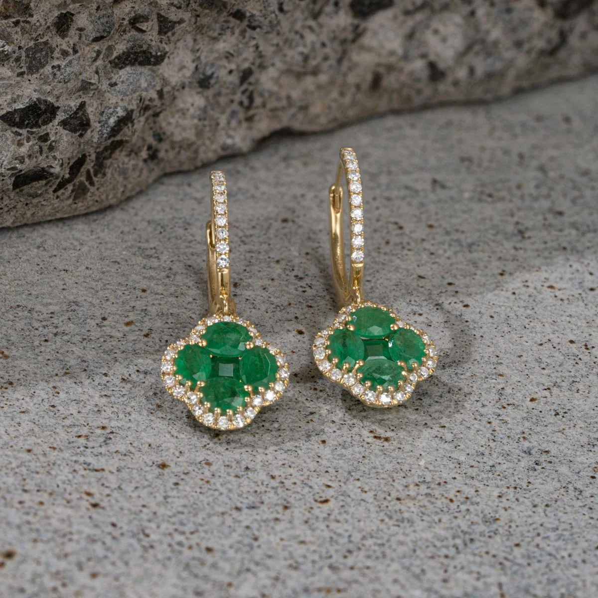 Emerald 2.05ct And Diamond 18K Yellow Gold Alegria Earrings - Image 6
