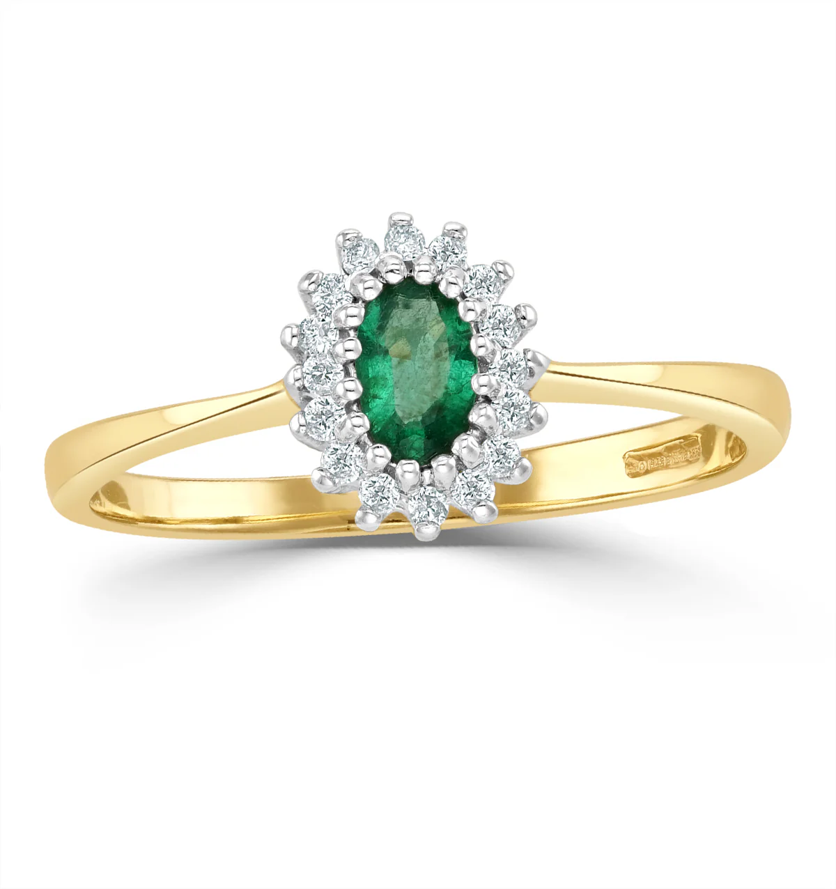 Emerald 5 x 3mm And Diamond 9K Gold Ring - Image 2