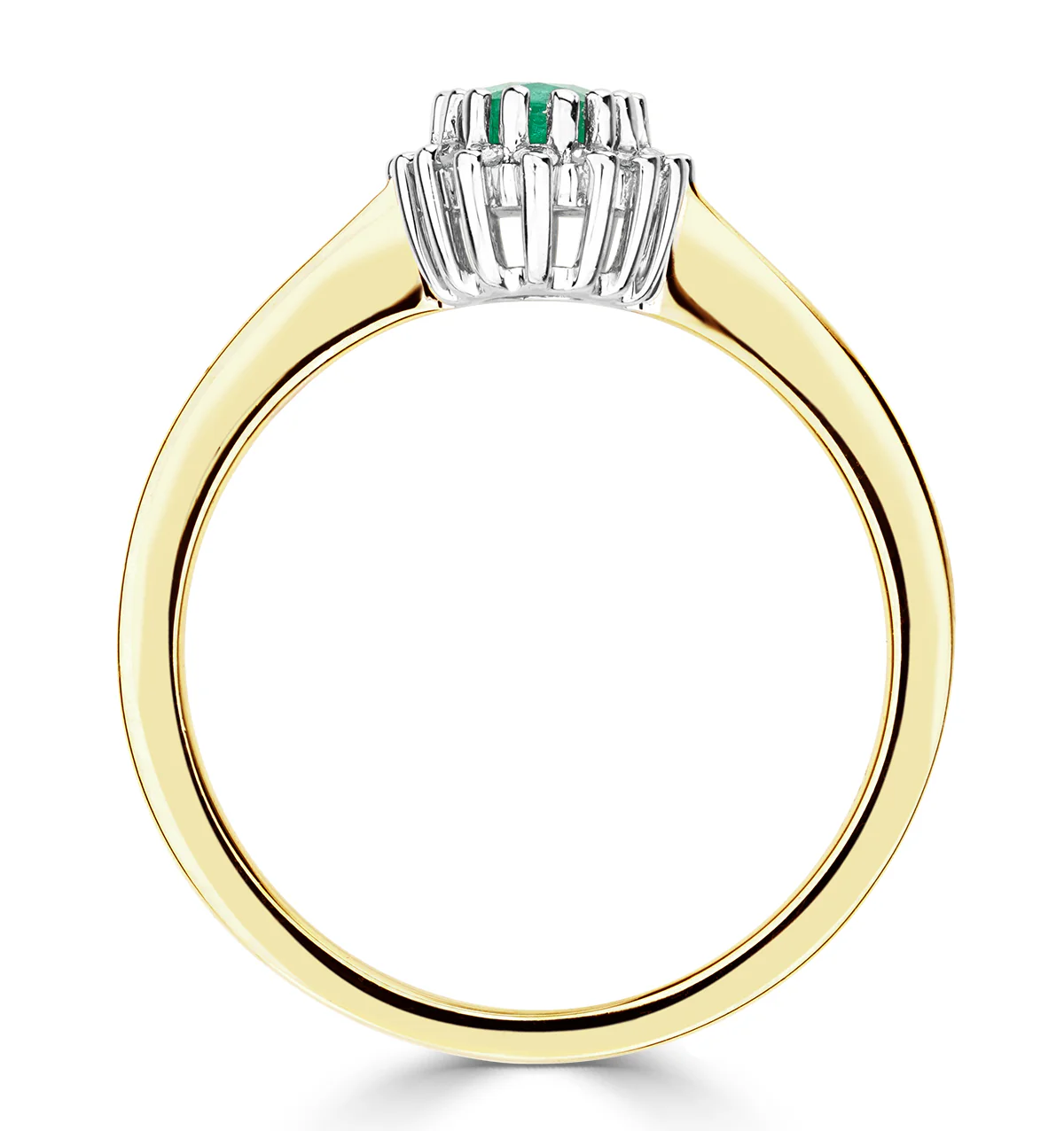 Emerald 6 x 4mm And Diamond 9K Gold Ring A3205 - Image 3