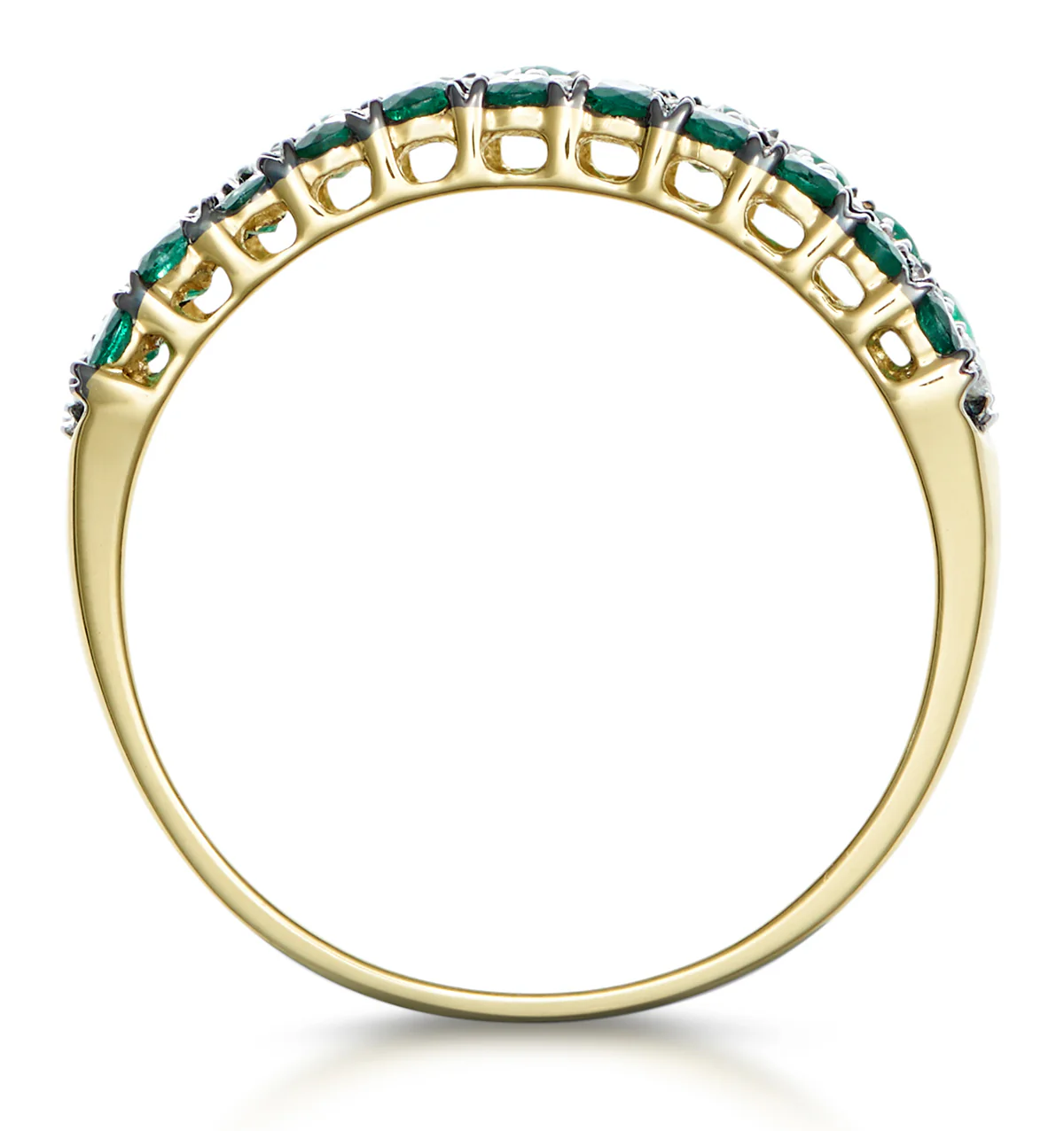 Emerald and Diamond Triple Row Asteria Eternity Ring in 18K Gold - Image 3