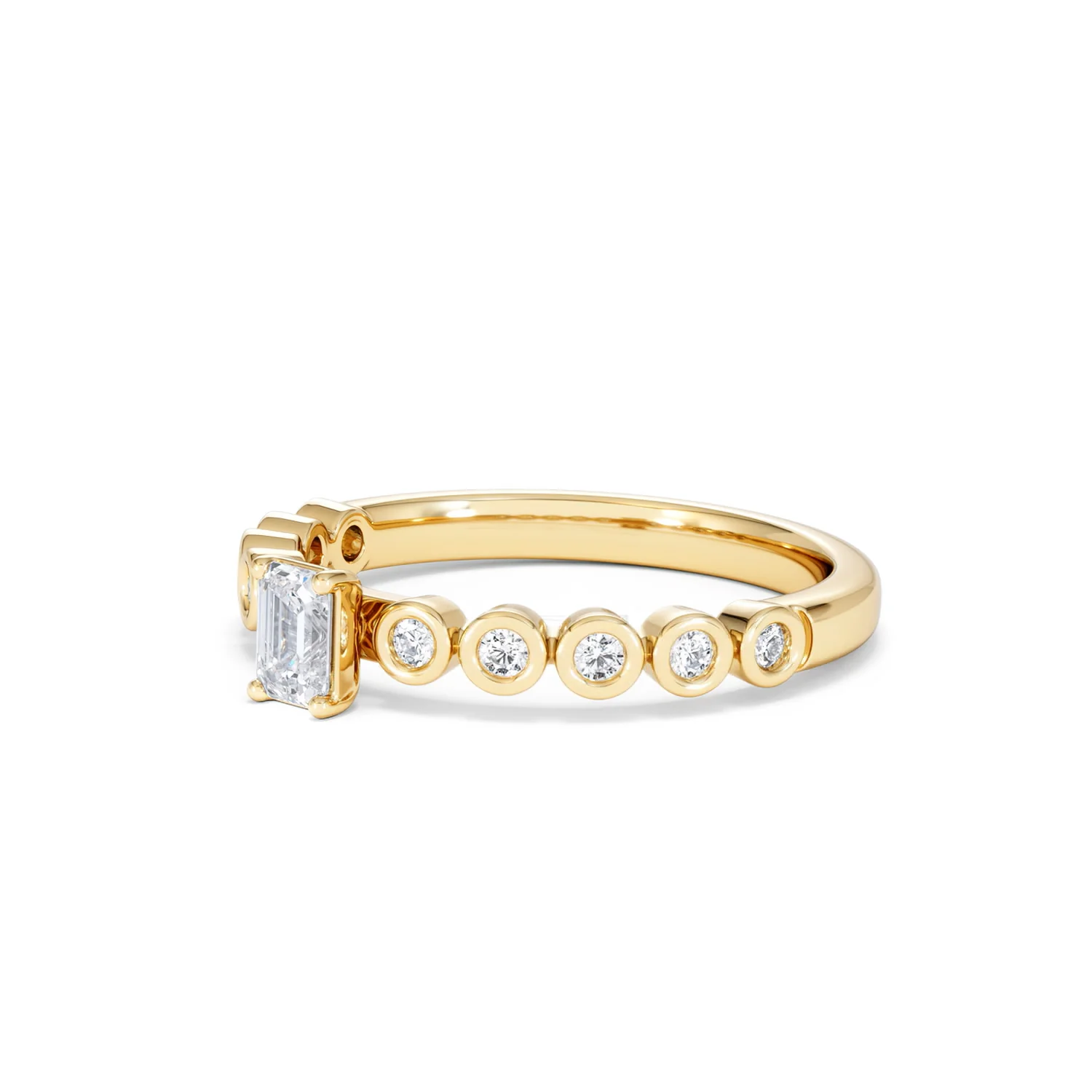 Entwine 0.30ct Emerald Cut Lab Diamond Solitaire Engagement Ring with Side Stones in 18K Gold Vermeil - Image 77