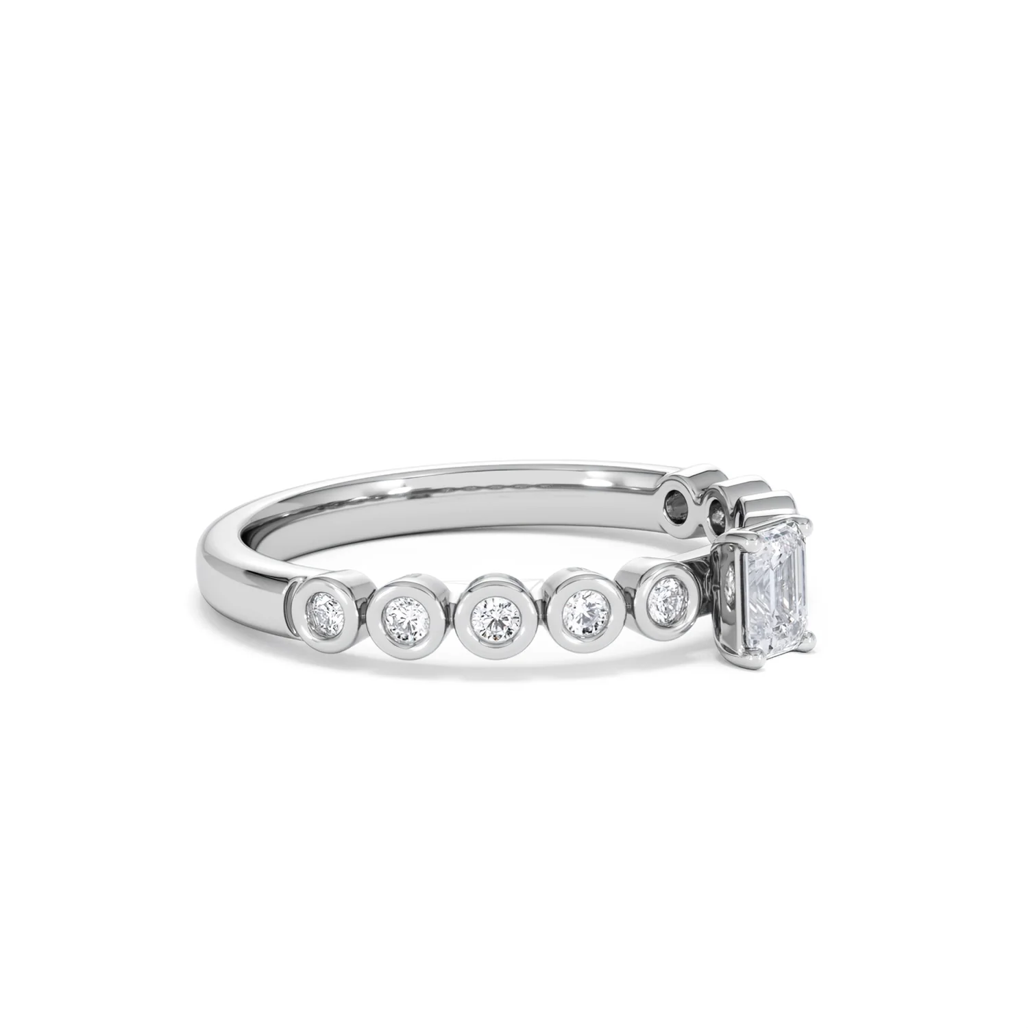 Entwine 0.30ct Emerald Cut Lab Diamond Solitaire Engagement Ring with Side Stones in Sterling Silver - Image 18