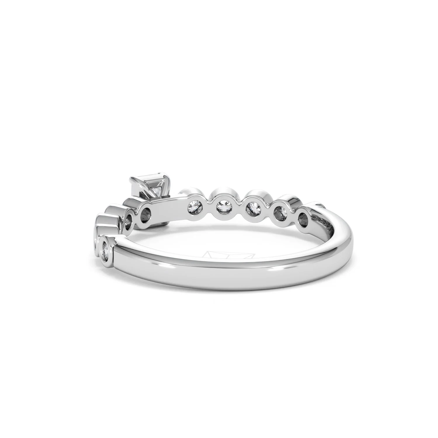 Entwine 0.30ct Emerald Cut Lab Diamond Solitaire Engagement Ring with Side Stones in Sterling Silver - Image 54