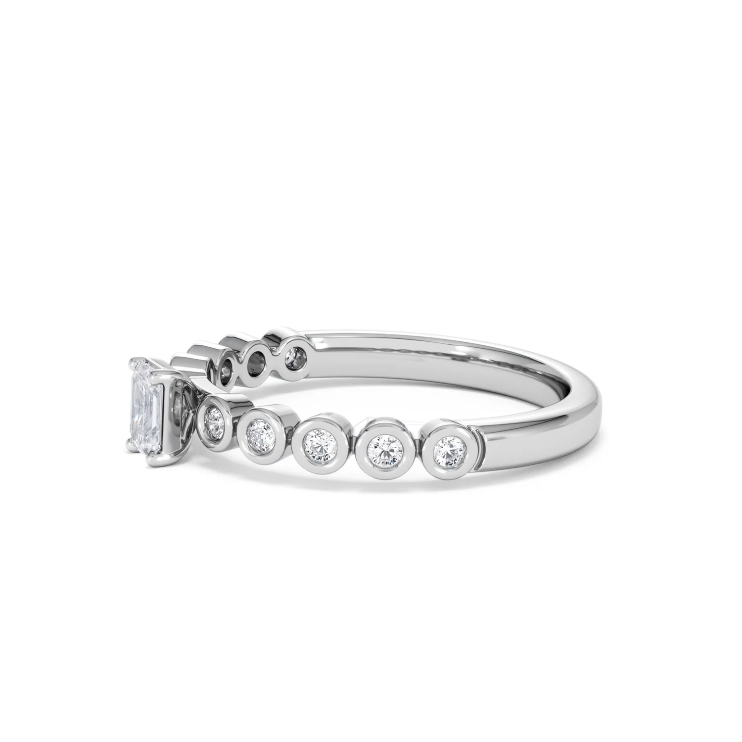 Entwine 0.30ct Emerald Cut Lab Diamond Solitaire Engagement Ring with Side Stones in Sterling Silver - Image 72