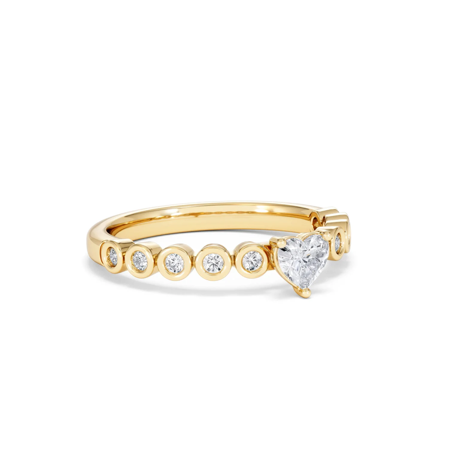 Entwine 0.30ct Heart Cut Lab Diamond Solitaire Engagement Ring with Side Stones in 18K Gold Vermeil - Image 14