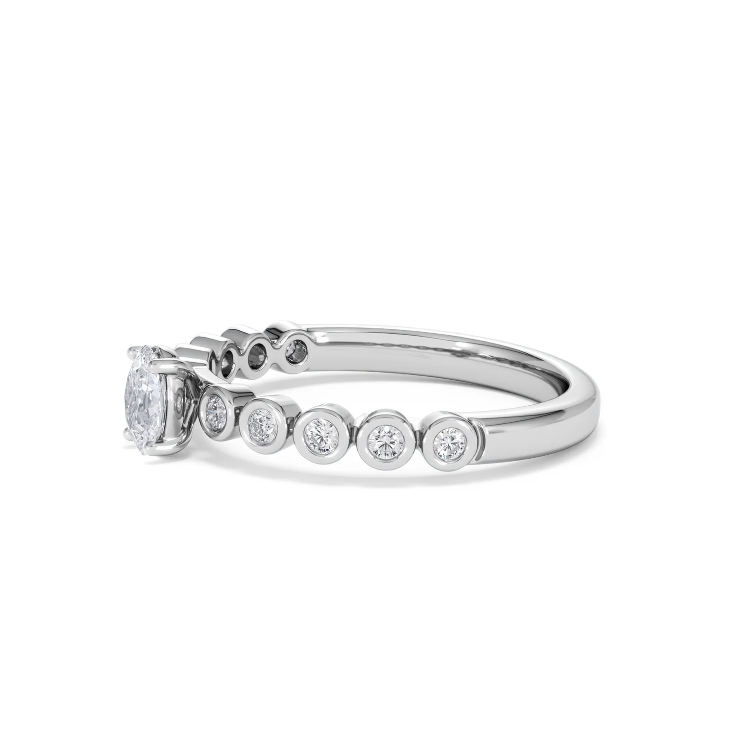 Entwine 0.30ct Oval Cut Lab Diamond Solitaire Engagement Ring with Side Stones in Sterling Silver - Image 72