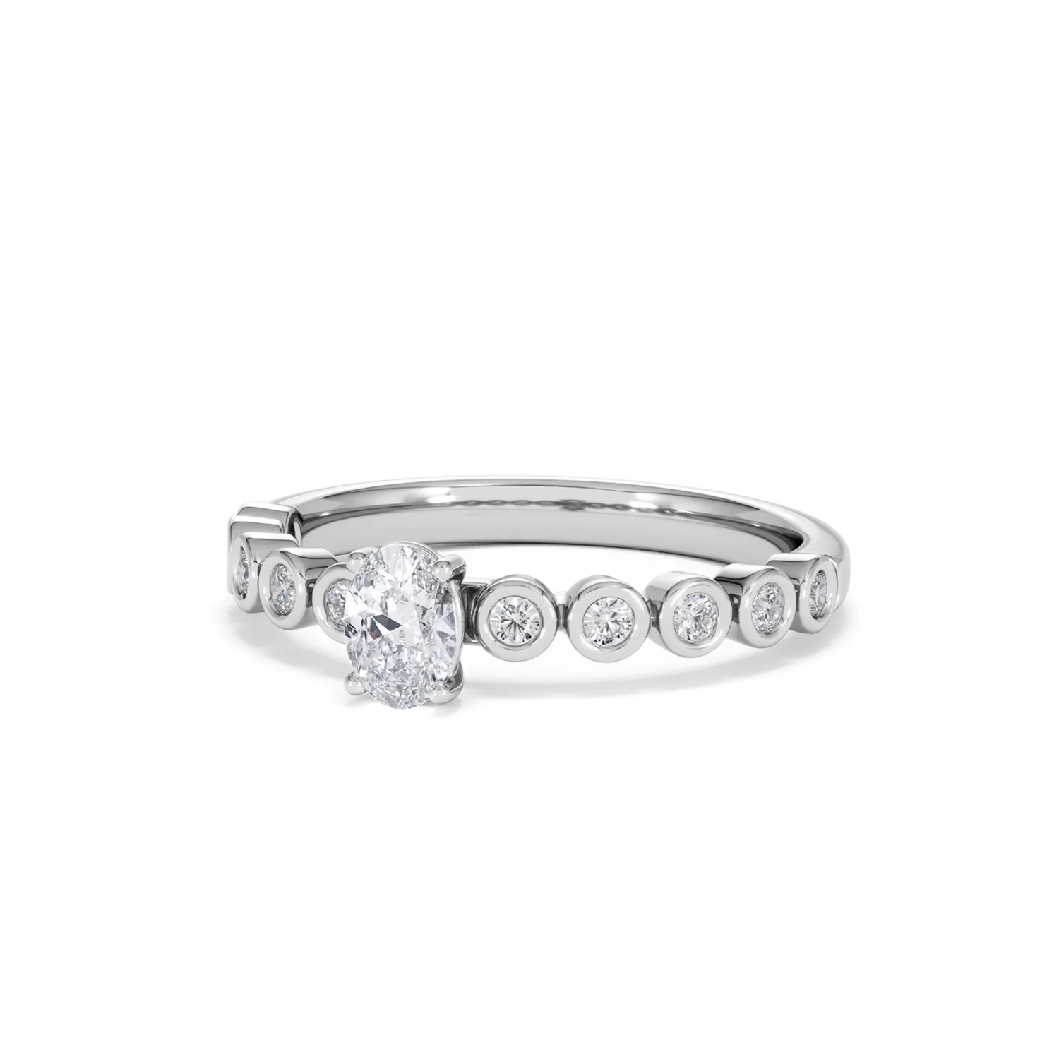 Entwine 0.30ct Oval Cut Lab Diamond Solitaire Engagement Ring with Side Stones in Sterling Silver - Image 82