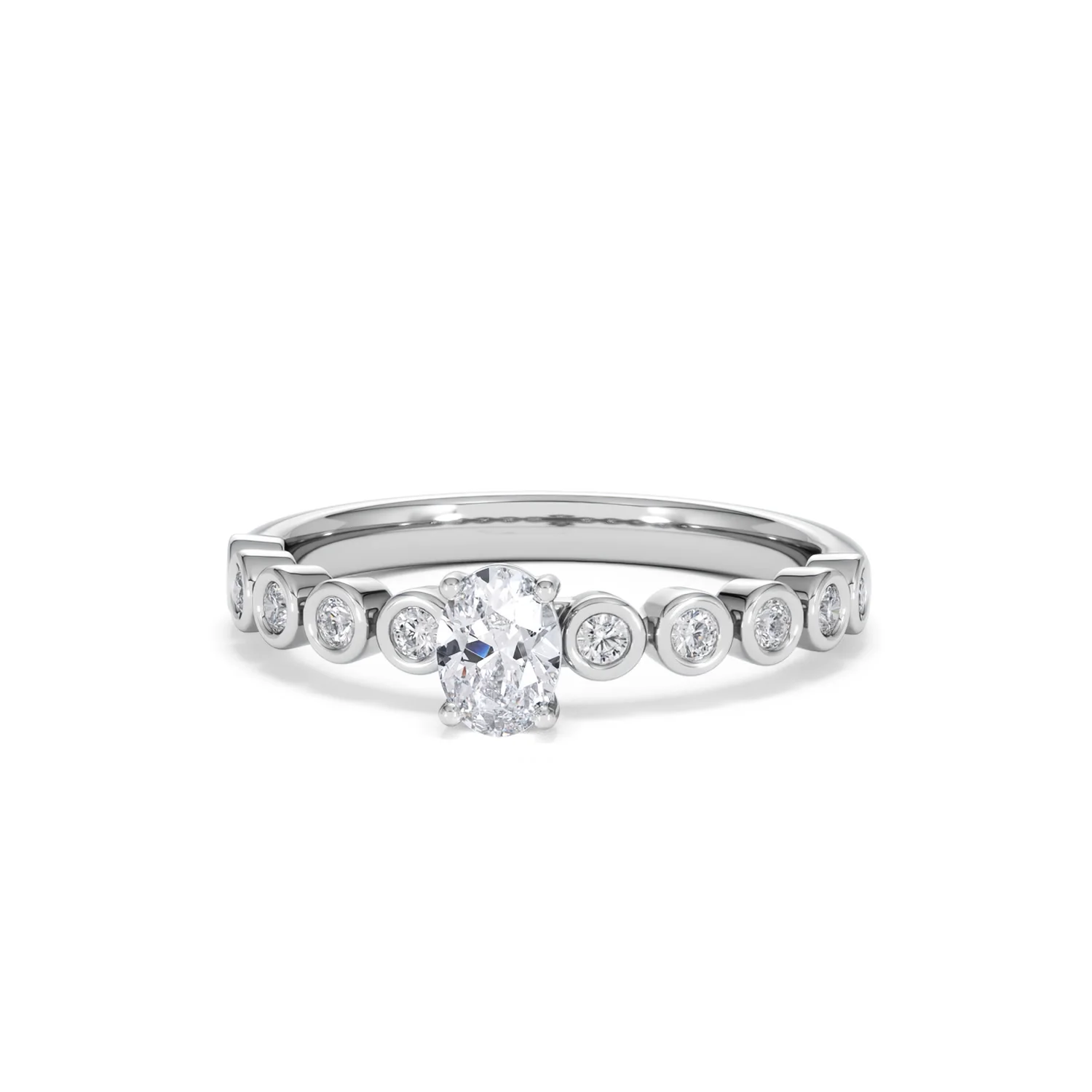 Entwine 0.30ct Oval Cut Lab Diamond Solitaire Engagement Ring with Side Stones in Sterling Silver - Image 85