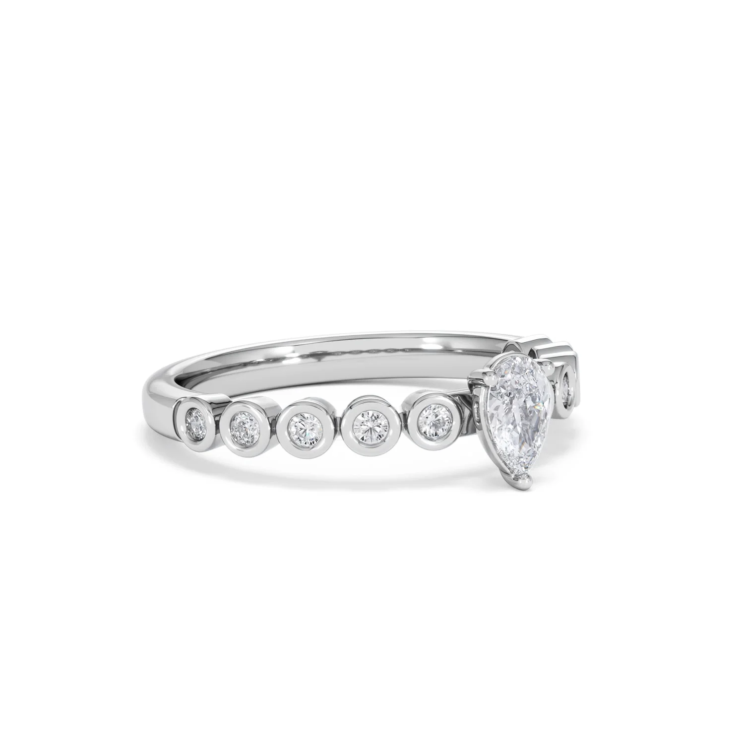 Entwine 0.30ct Pear Cut Lab Diamond Solitaire Engagement Ring with Side Stones in Sterling Silver - Image 15