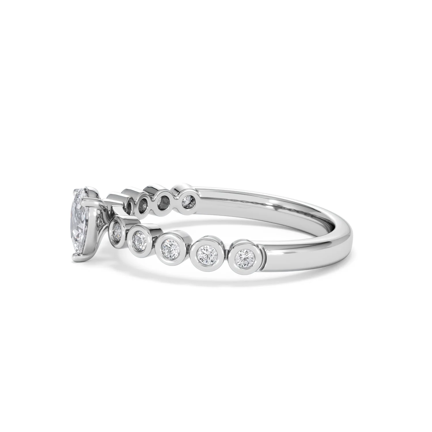 Entwine 0.30ct Pear Cut Lab Diamond Solitaire Engagement Ring with Side Stones in Sterling Silver - Image 70