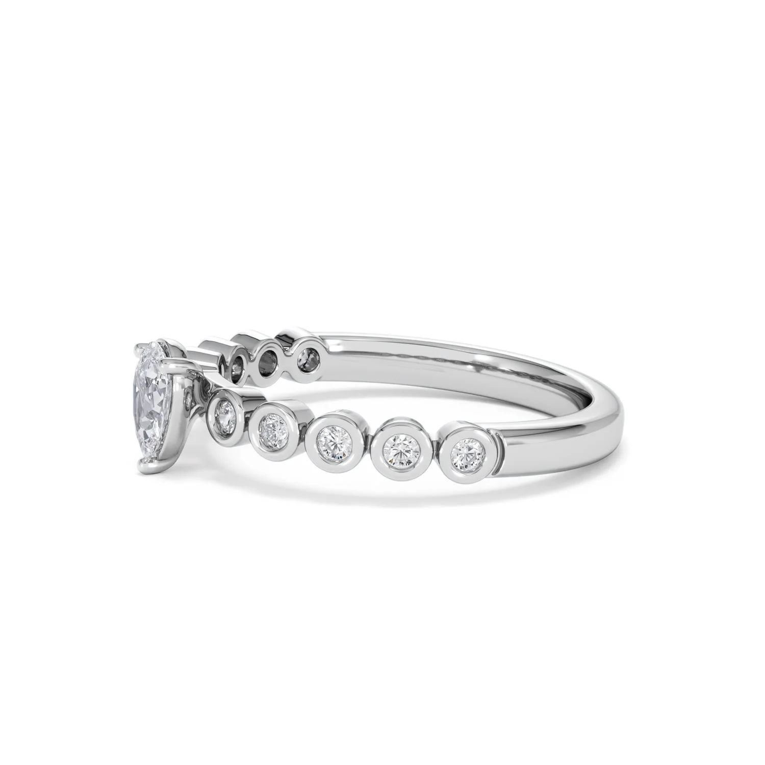 Entwine 0.30ct Pear Cut Lab Diamond Solitaire Engagement Ring with Side Stones in Sterling Silver - Image 72