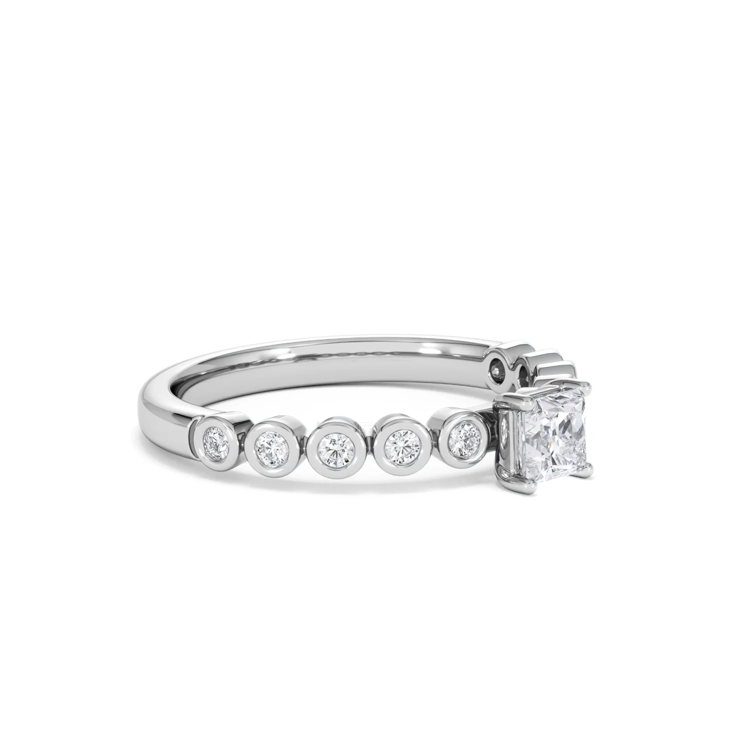 Entwine 0.30ct Princess Cut Lab Diamond Solitaire Engagement Ring with Side Stones in Sterling Silver - Image 17