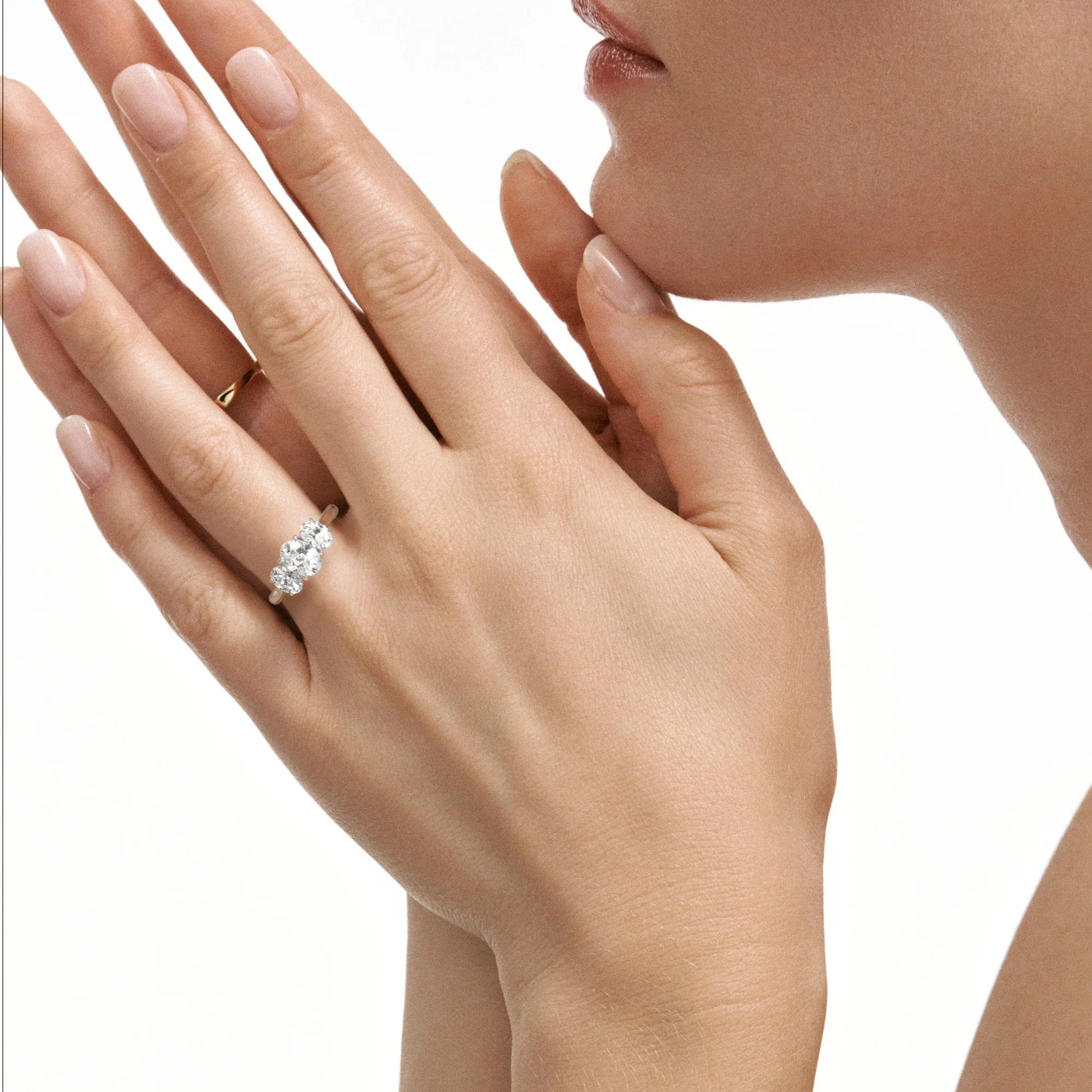 Ever 2.00ct Oval Cut Lab Diamond 3 Stone Engagement Ring in Platinum - Image 2